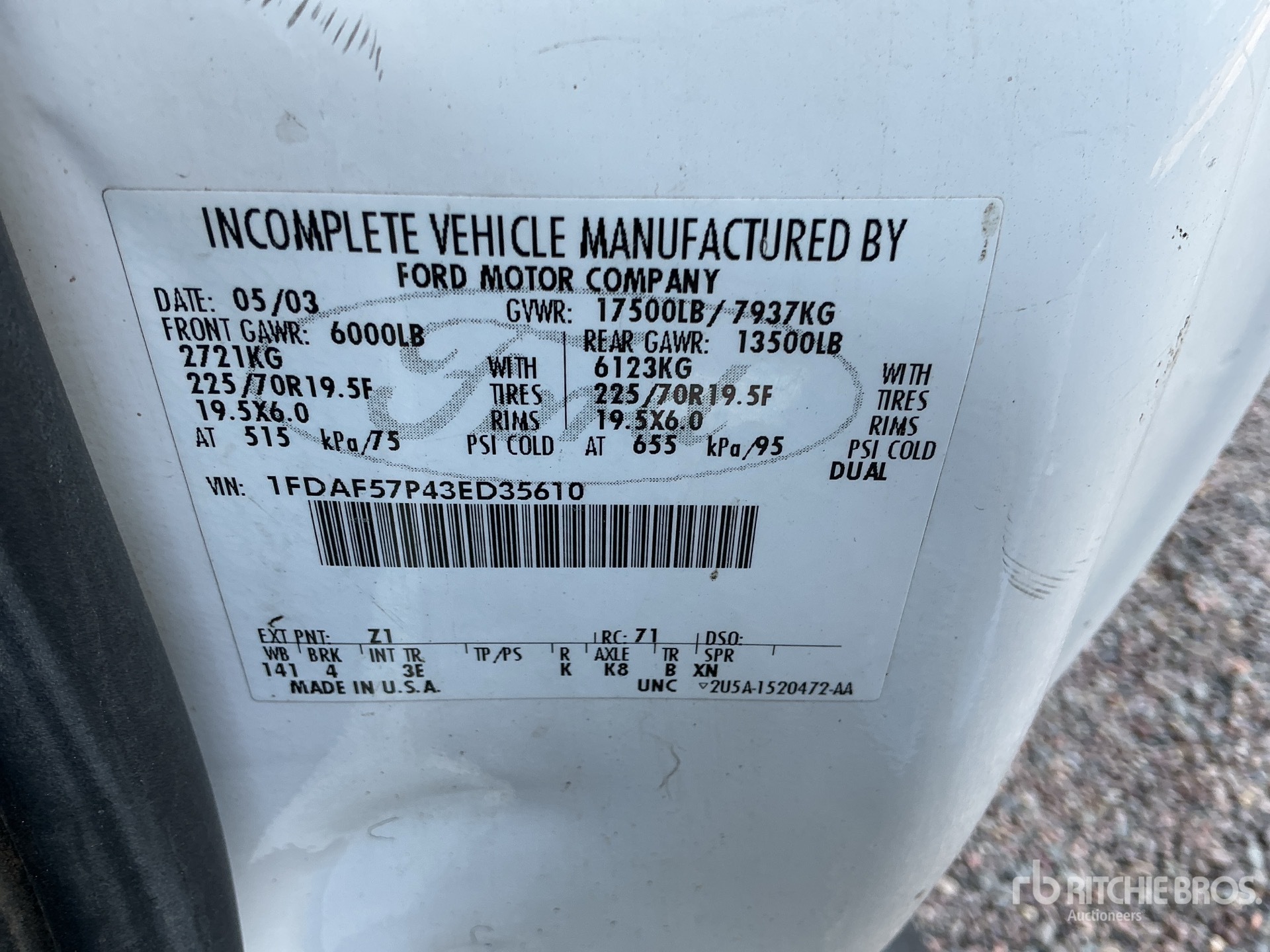 General Appearance with N.º de serie/VIN