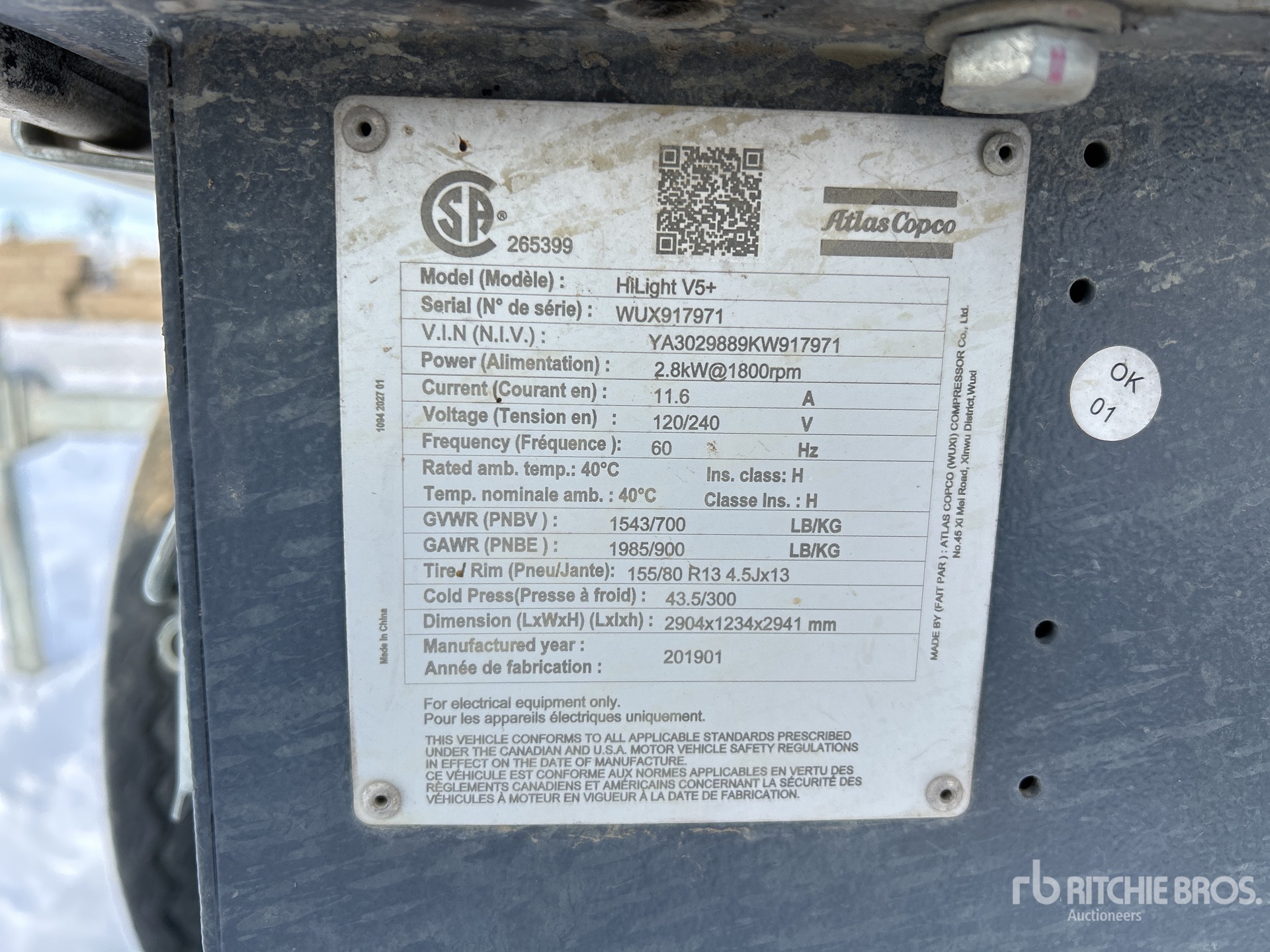 General Appearance with Serial Number / VIN