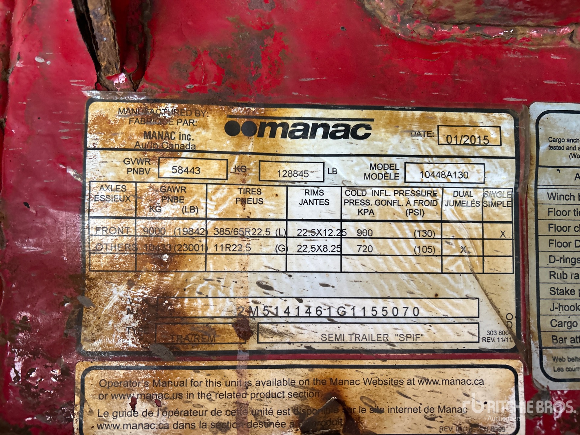 General Appearance with Serial Number / VIN