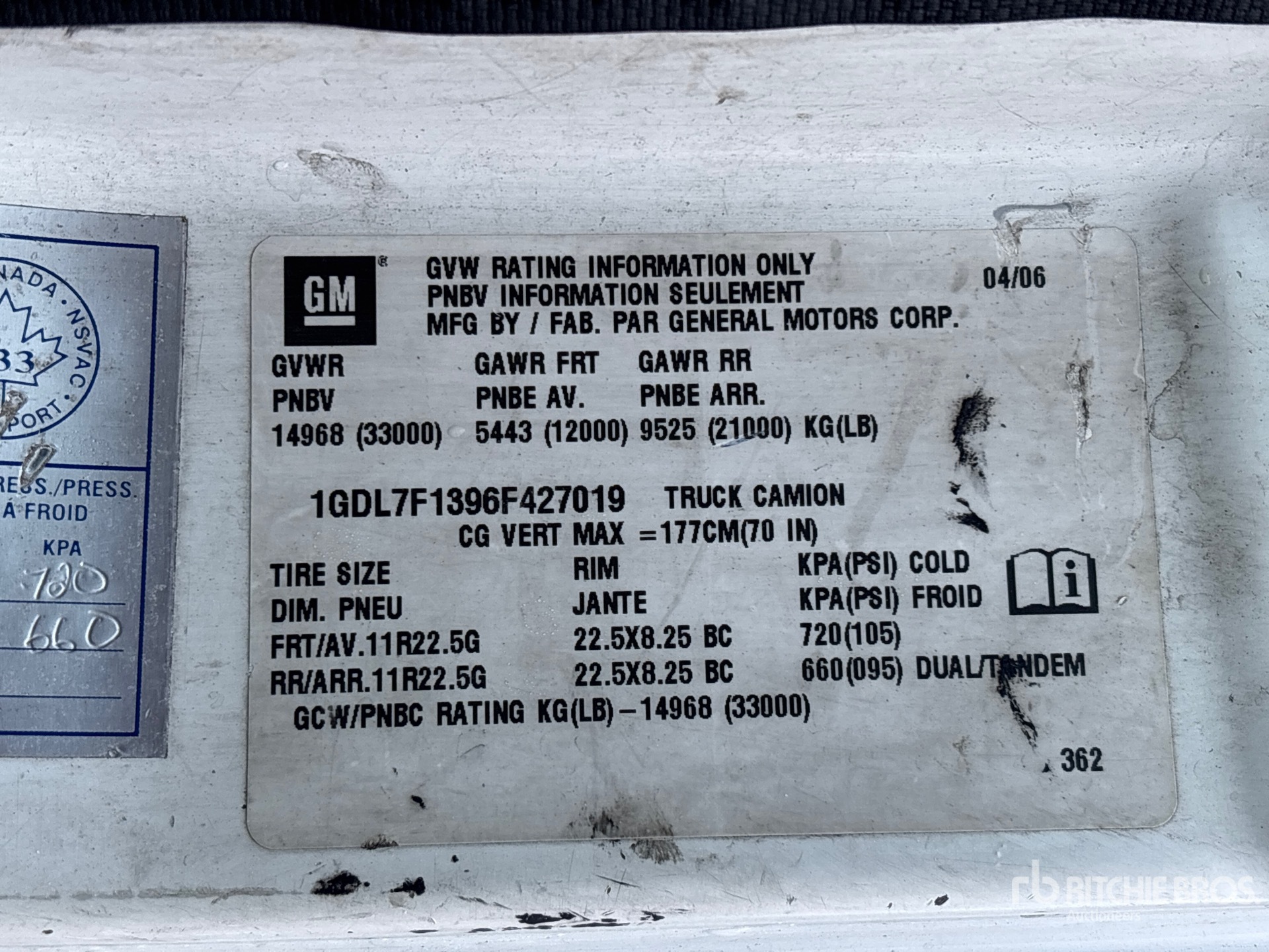 General Appearance with Serial Number / VIN