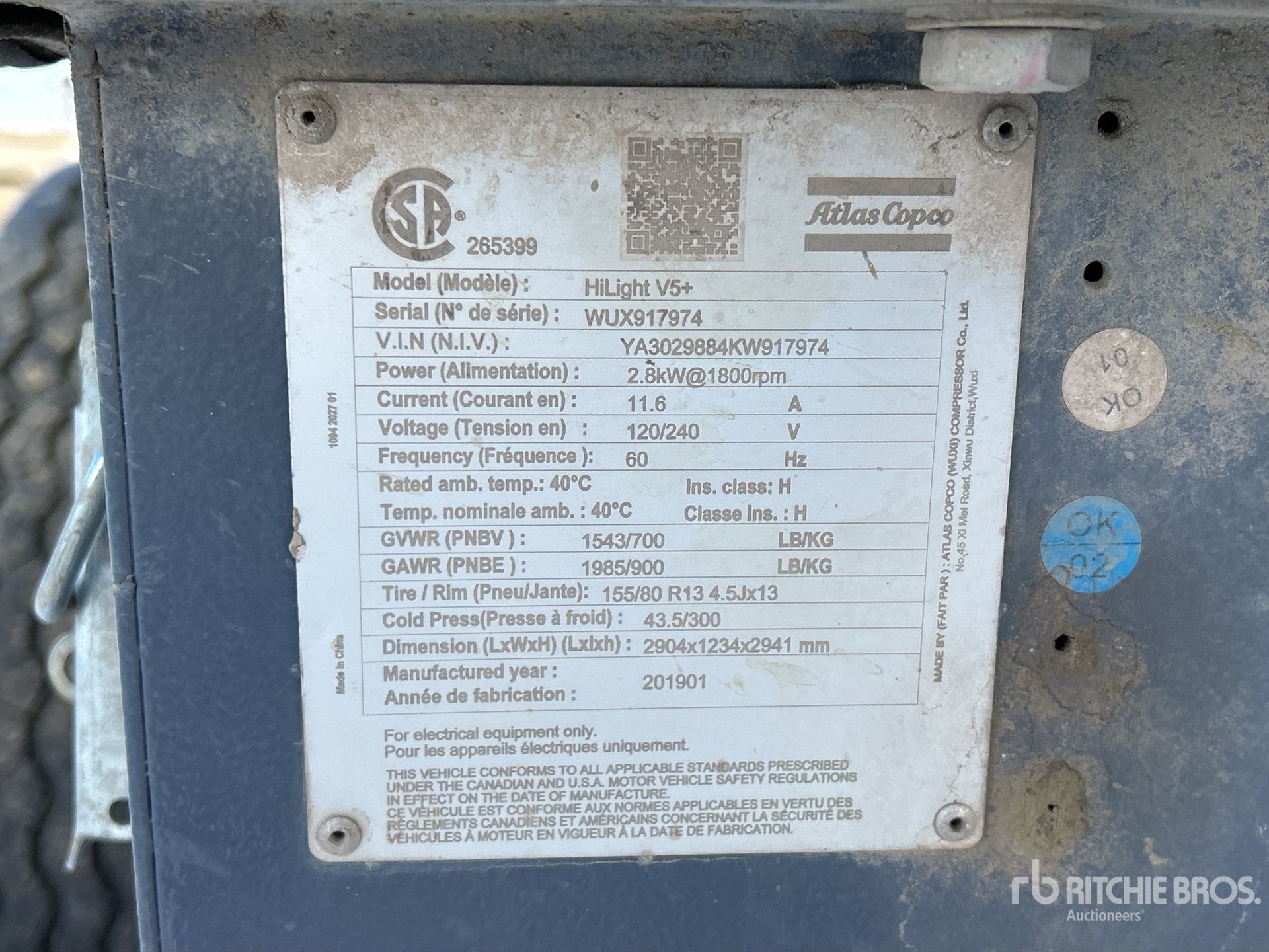 General Appearance with Serial Number / VIN