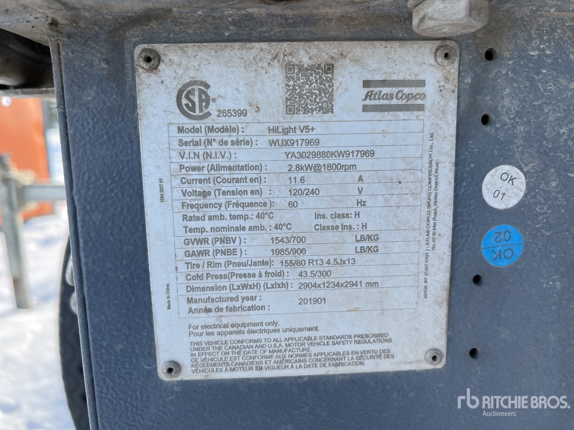 General Appearance with Serial Number / VIN