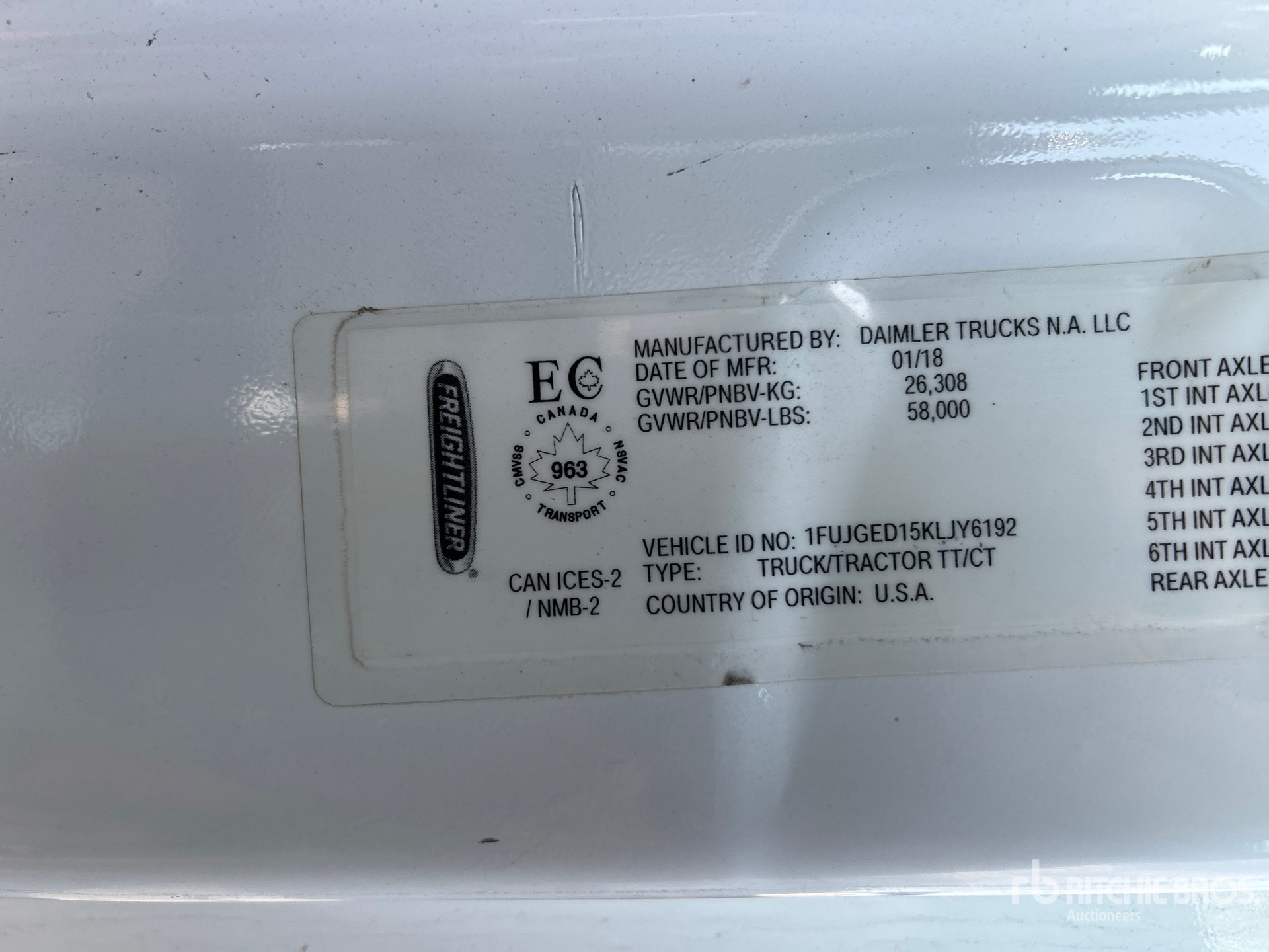 General Appearance with Serial Number / VIN