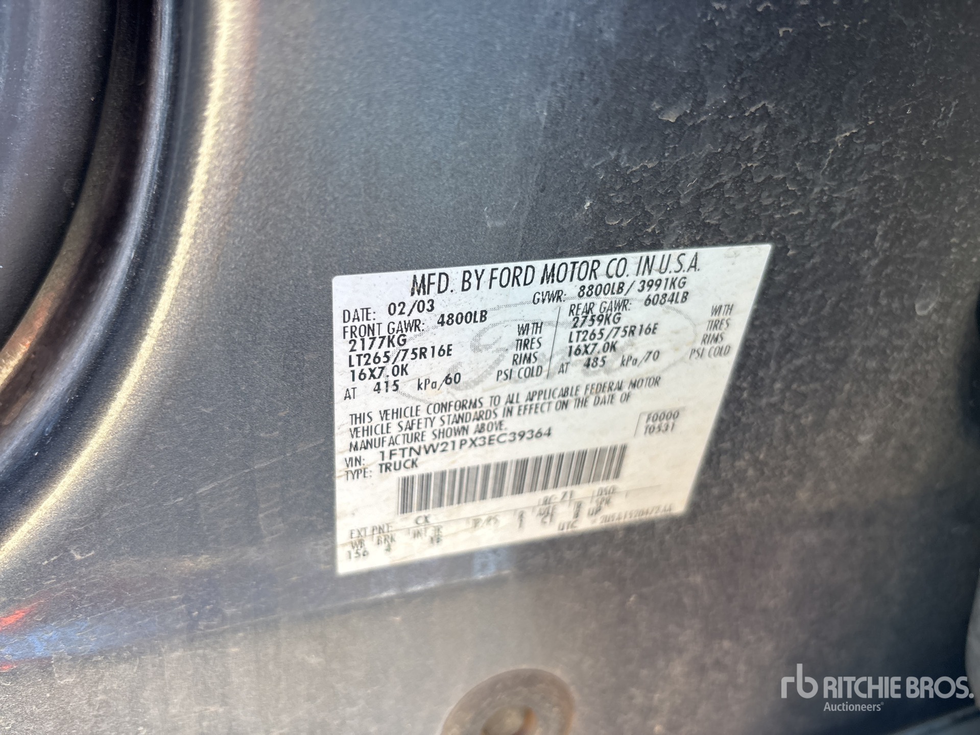 General Appearance with Serial Number / VIN