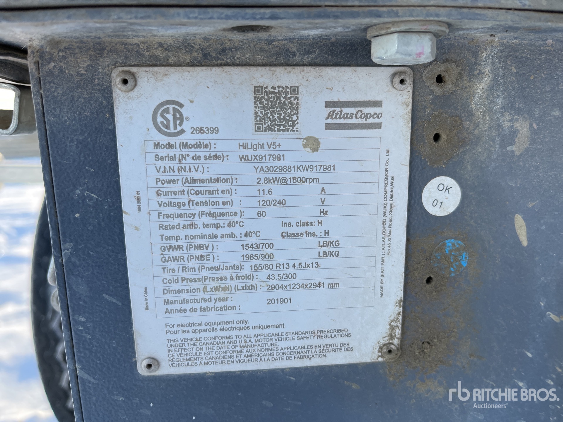 General Appearance with Serial Number / VIN