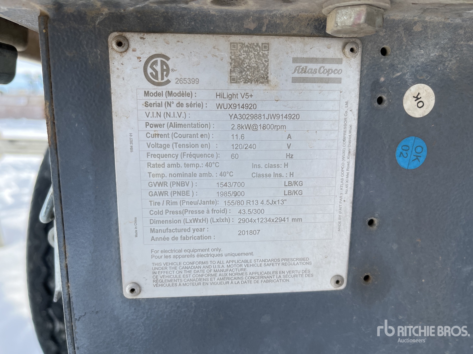 General Appearance with Serial Number / VIN