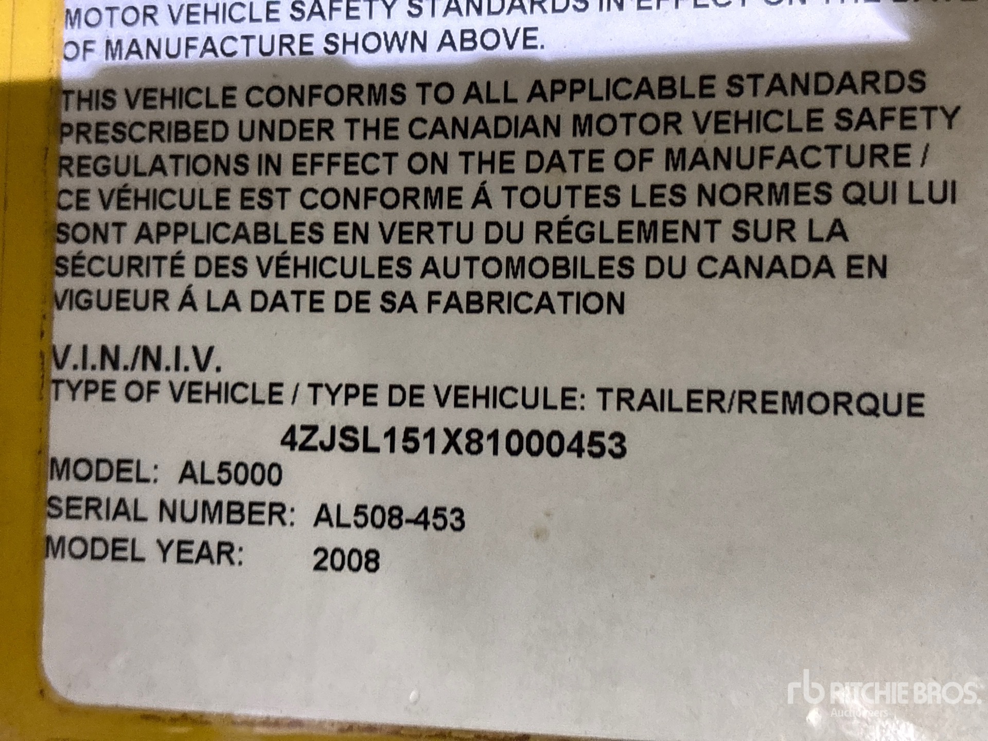 General Appearance with Serial Number / VIN