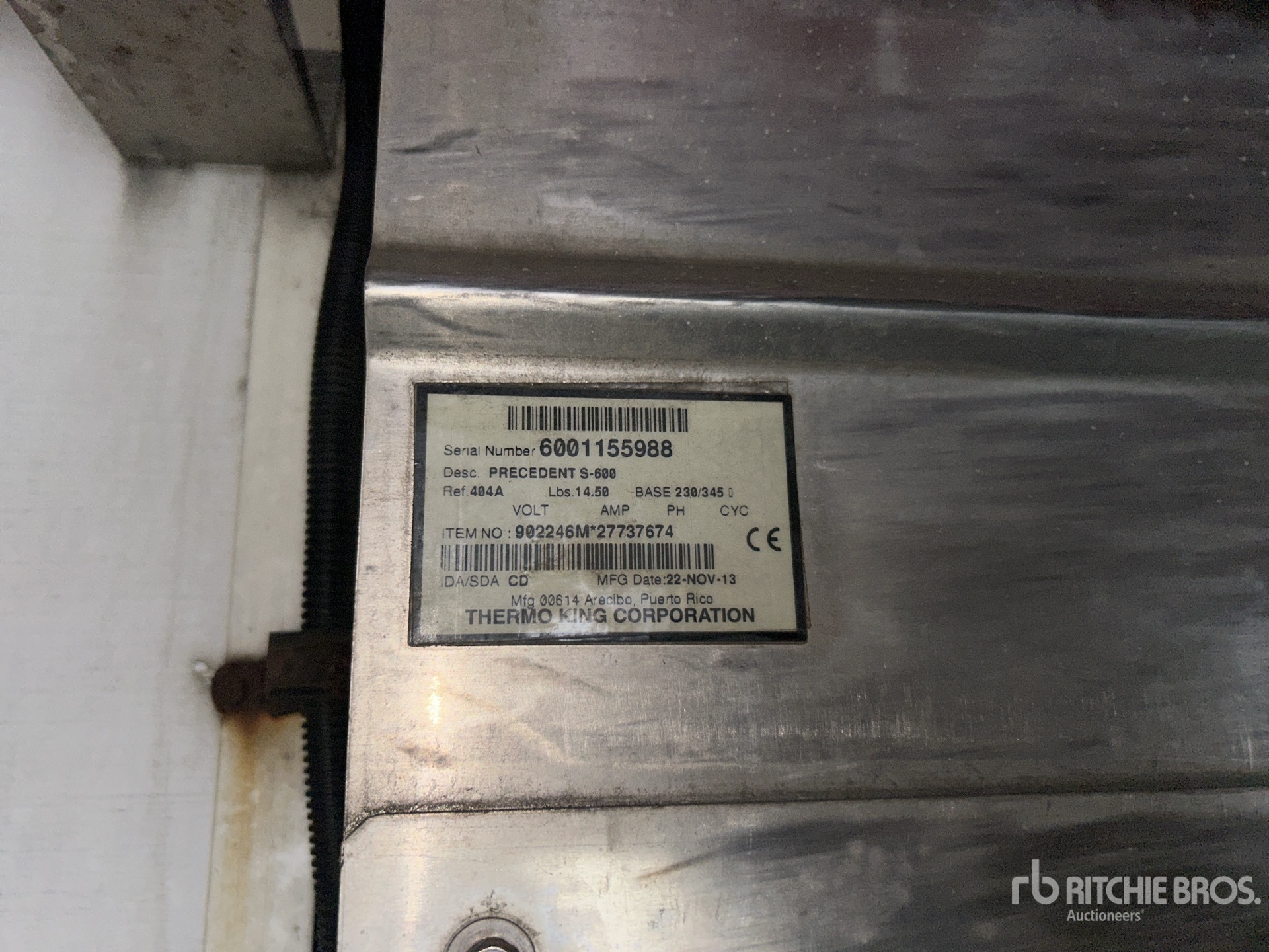 General Appearance with Refrigeration Unit Serial Number
