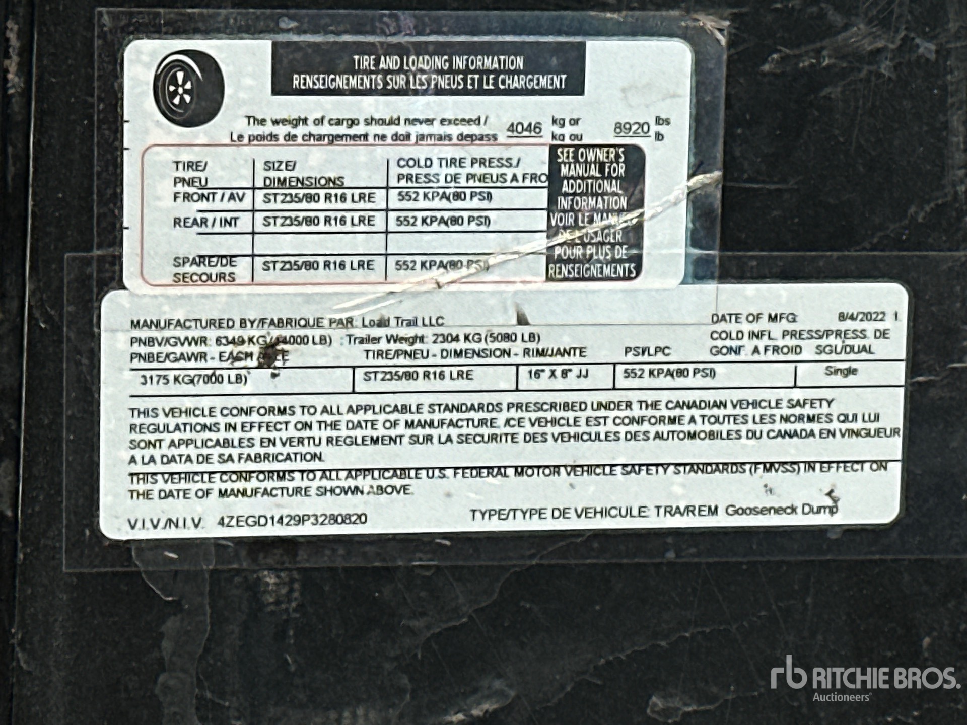 General Appearance with Serial Number / VIN