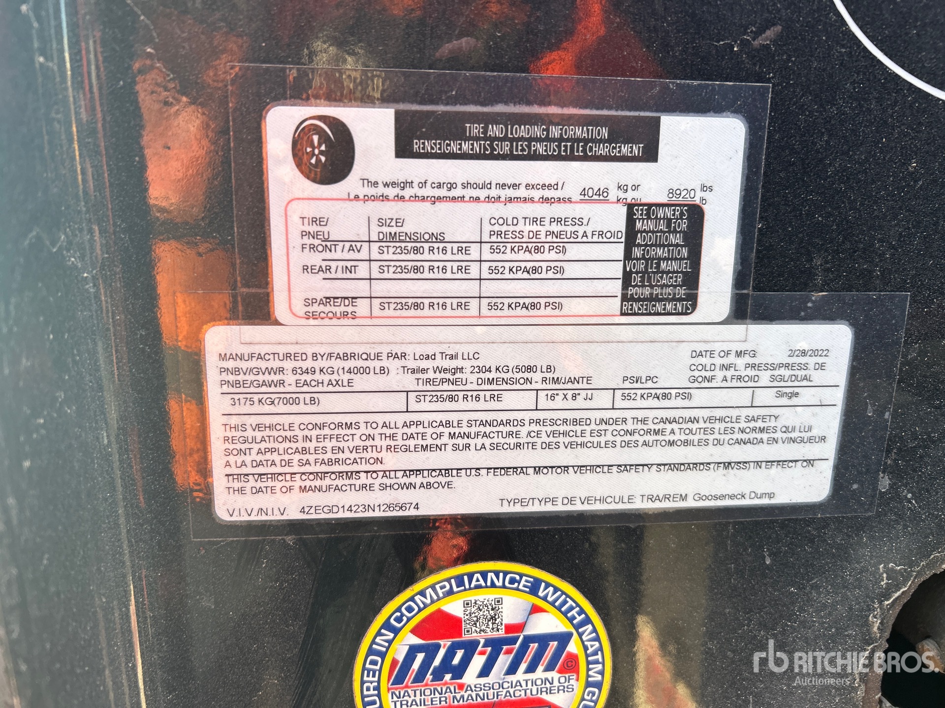 General Appearance with Serial Number / VIN