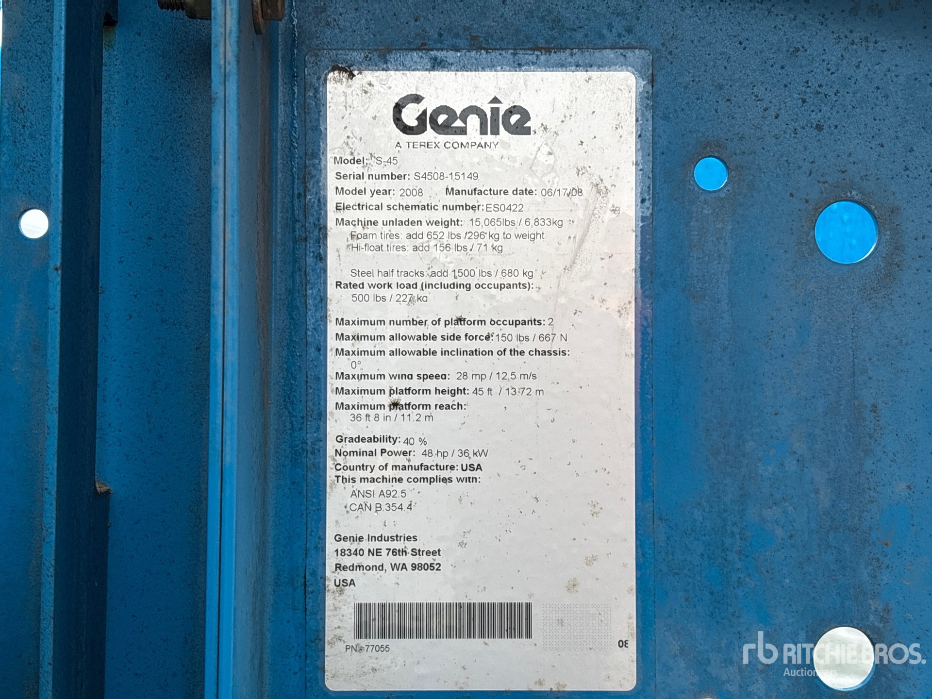 General Appearance with Serial Number / VIN