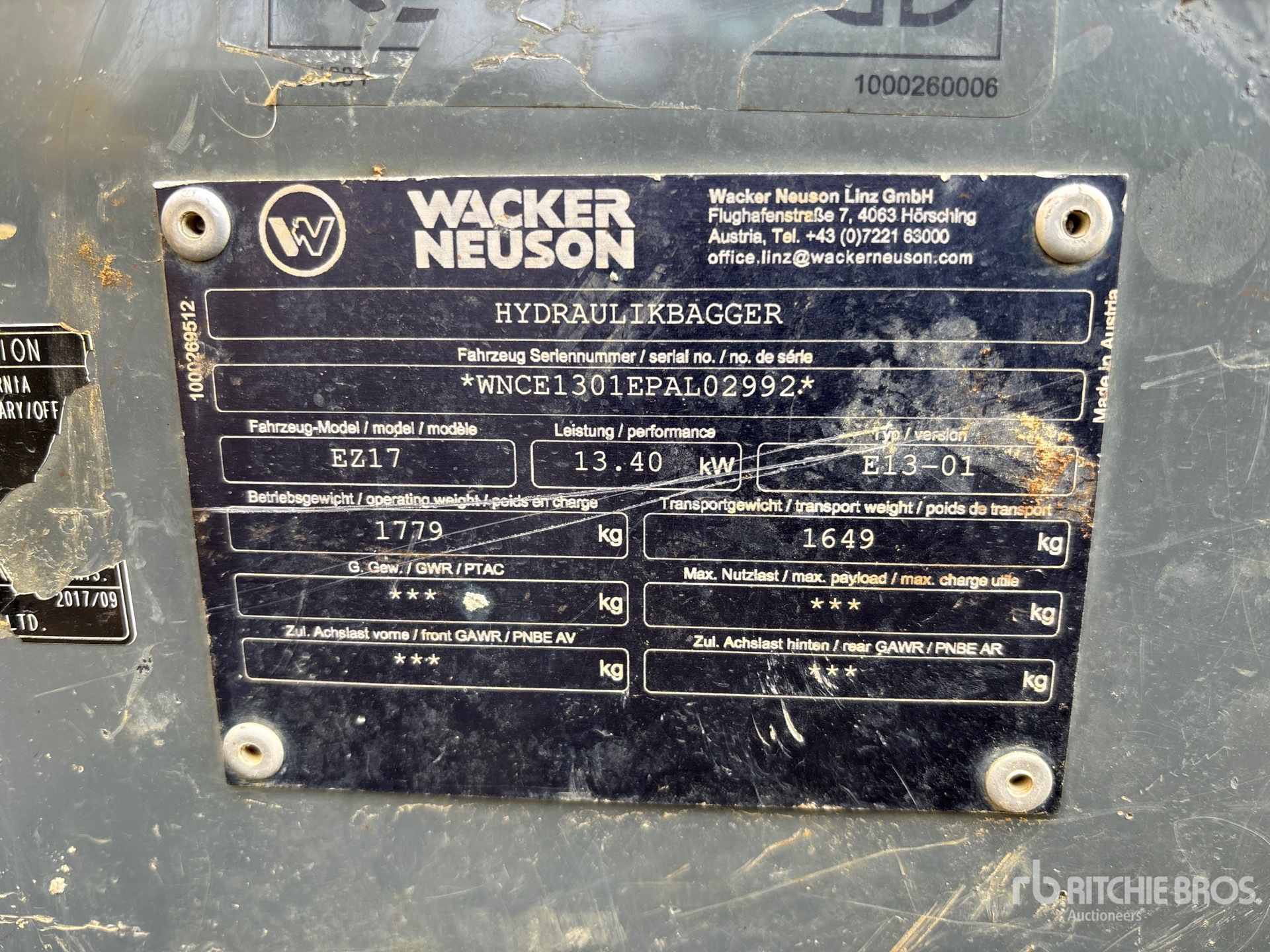 General Appearance with Serial Number / VIN