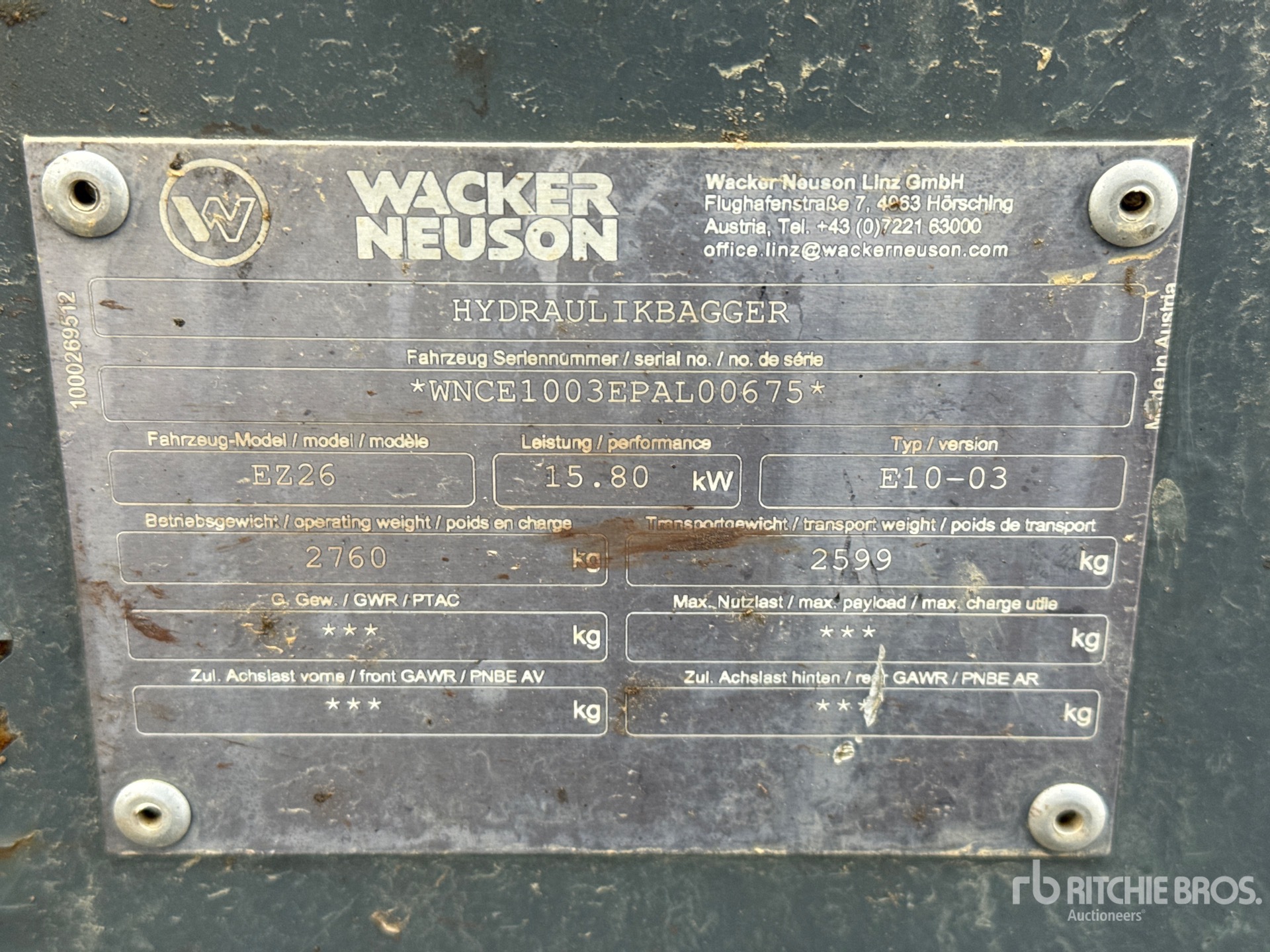 General Appearance with Serial Number / VIN