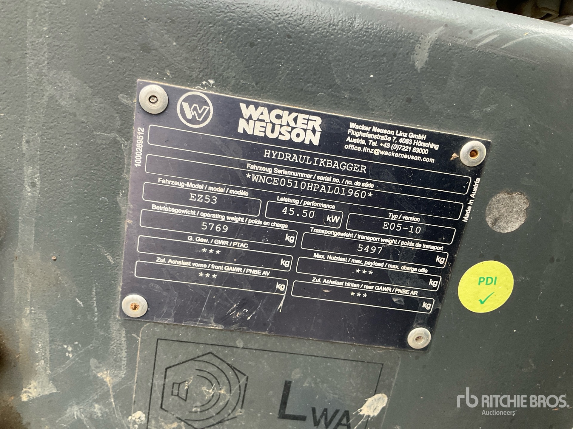 General Appearance with Serial Number / VIN