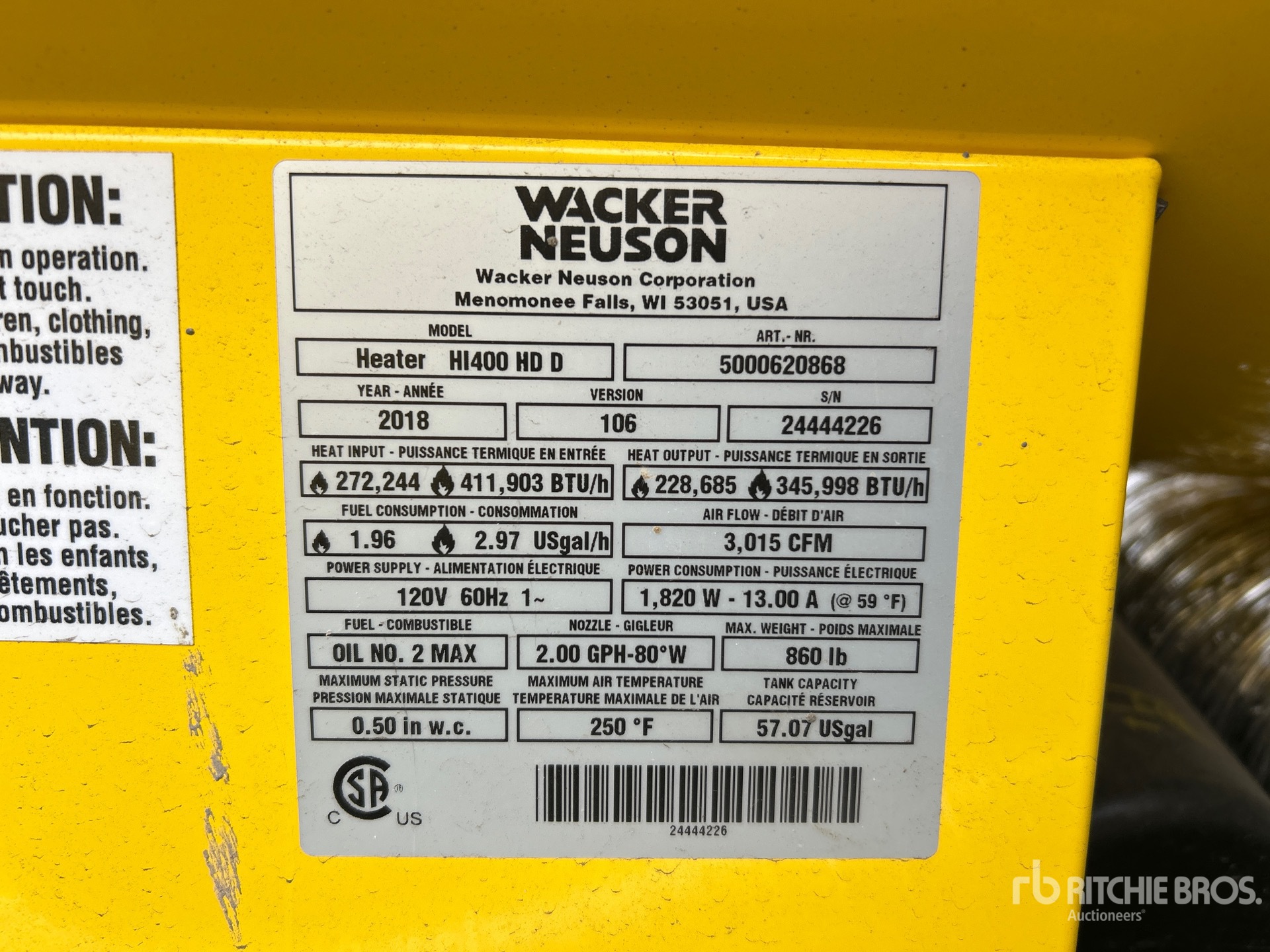 General Appearance with Serial Number / VIN