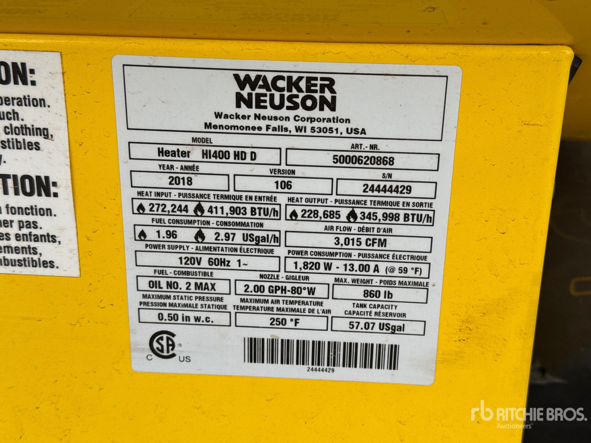 General Appearance with Serial Number / VIN