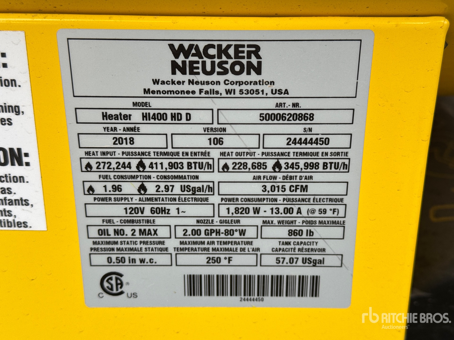 General Appearance with Serial Number / VIN