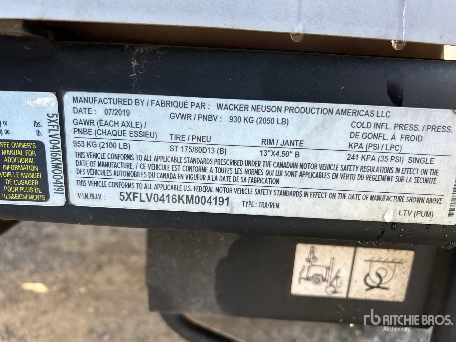 General Appearance with Serial Number / VIN