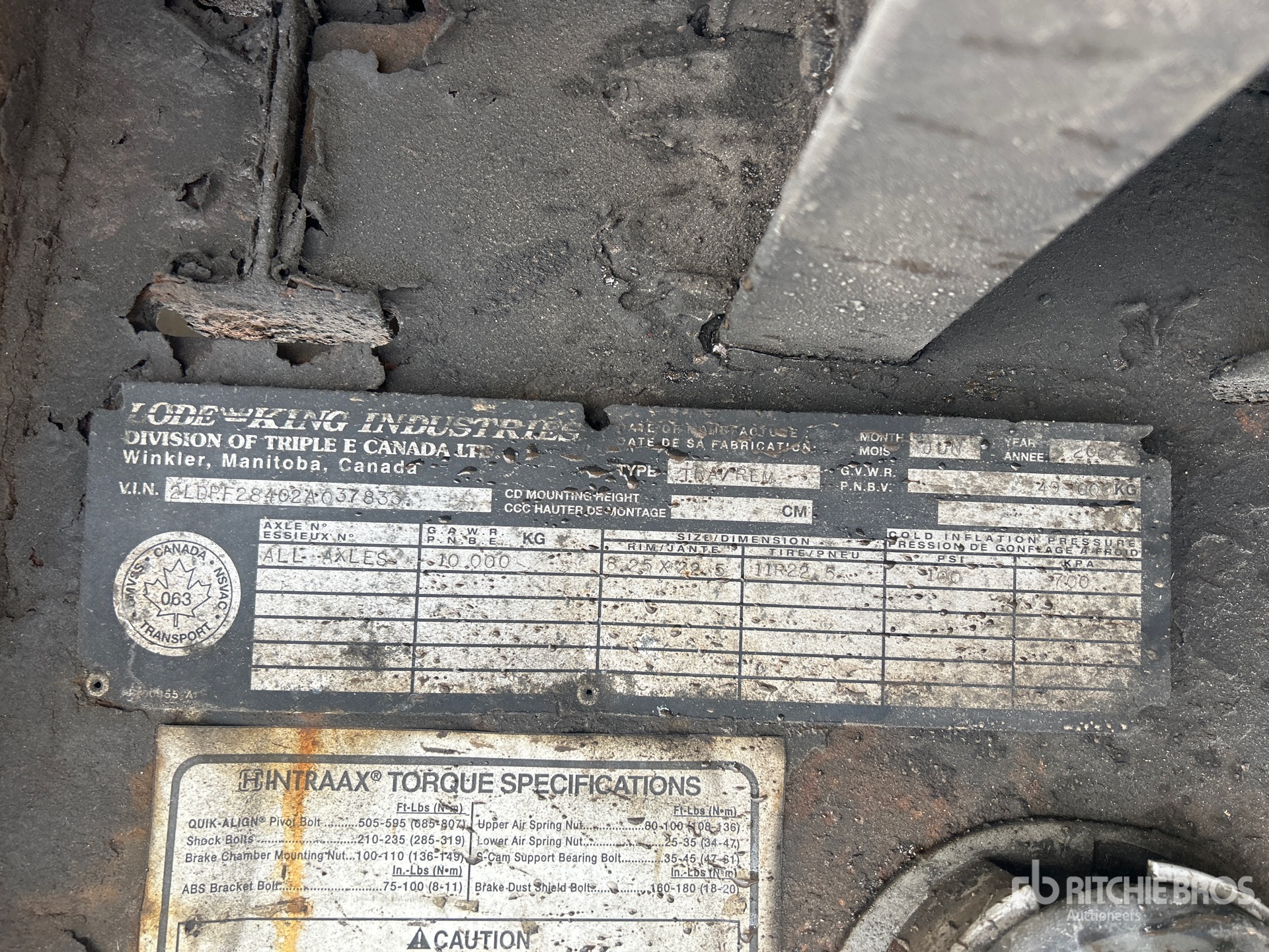 General Appearance with Serial Number / VIN