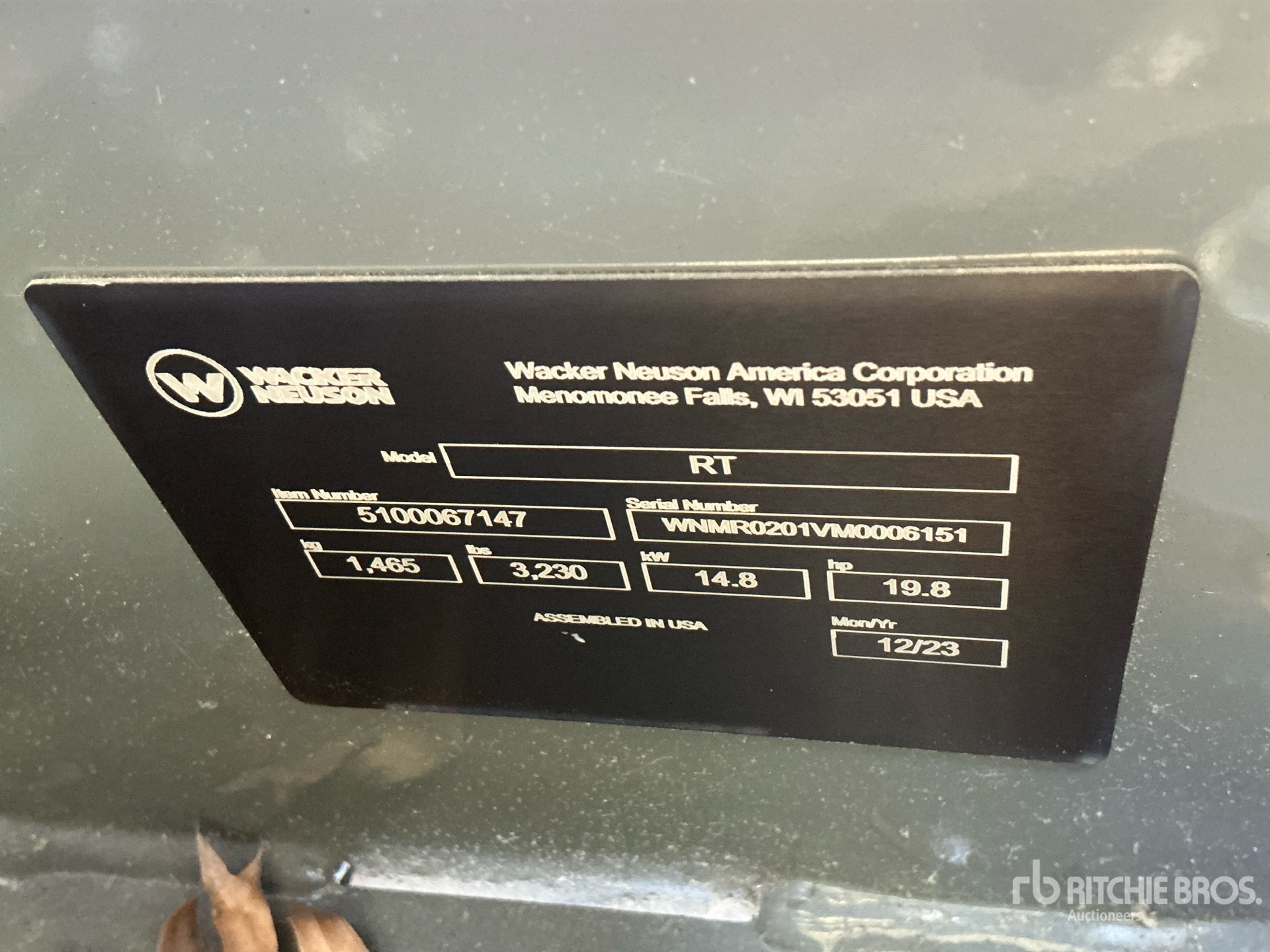 General Appearance with Serial Number / VIN