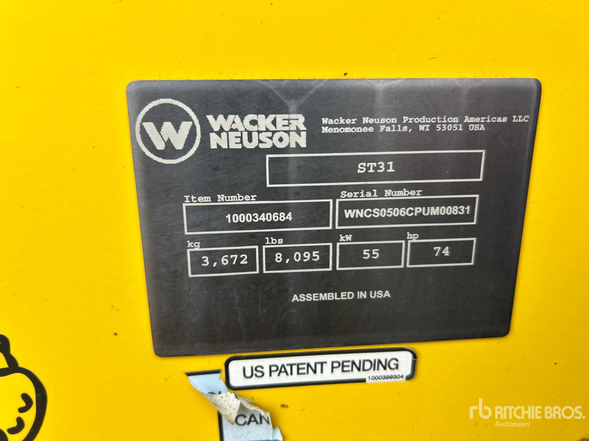 General Appearance with Serial Number / VIN