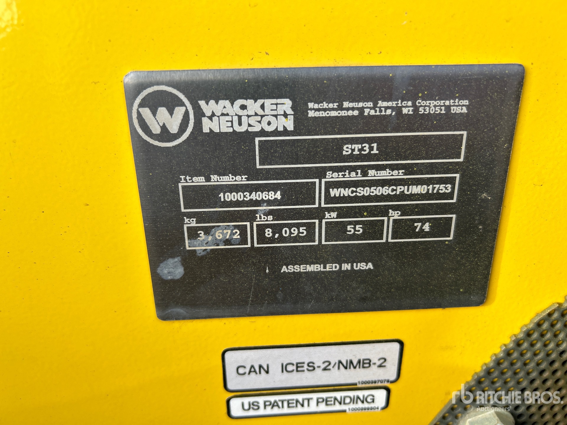 General Appearance with Serial Number / VIN