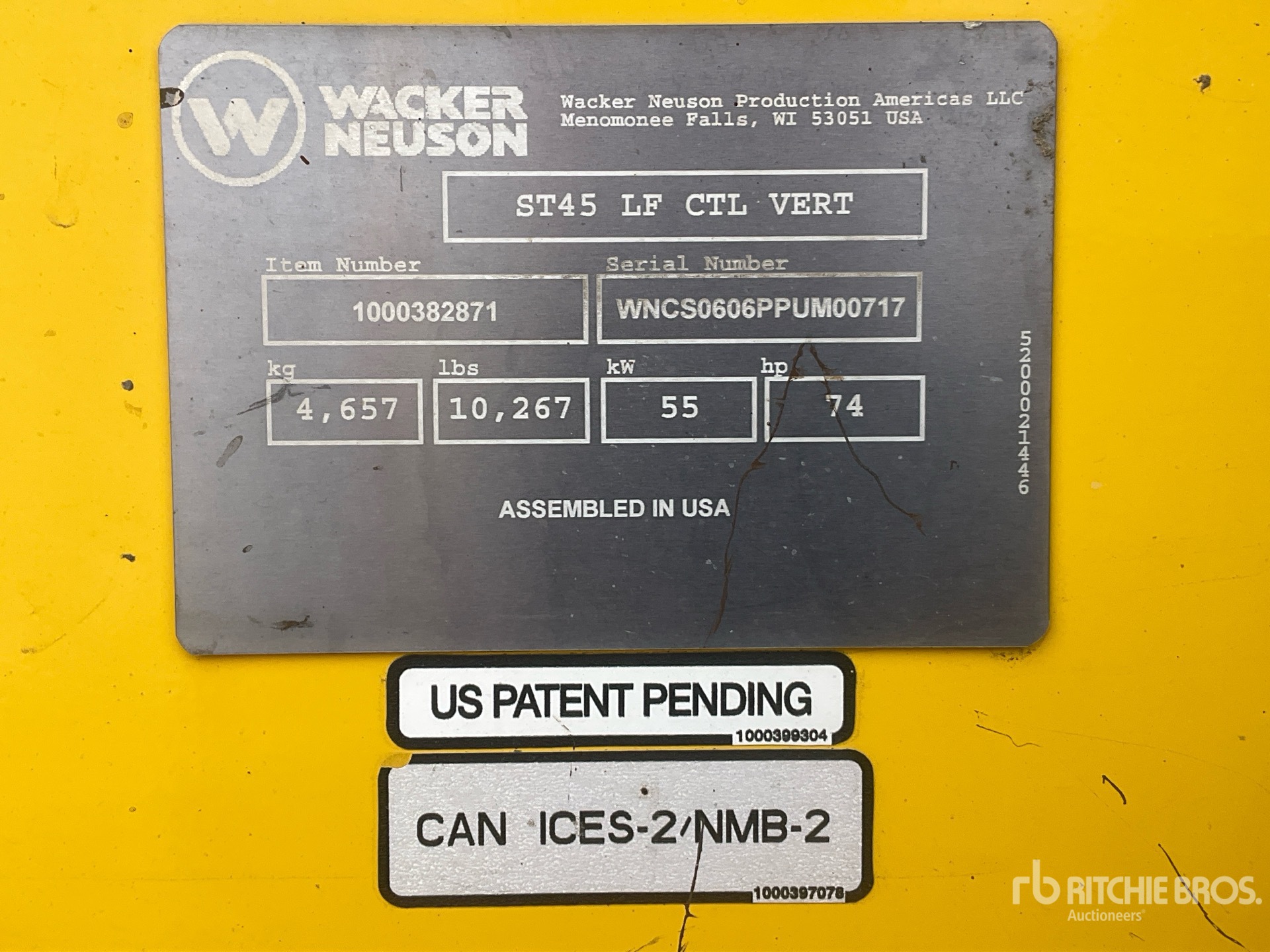 General Appearance with Serial Number / VIN