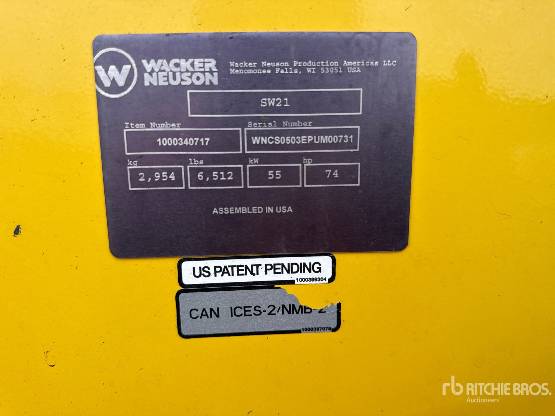 General Appearance with Serial Number / VIN