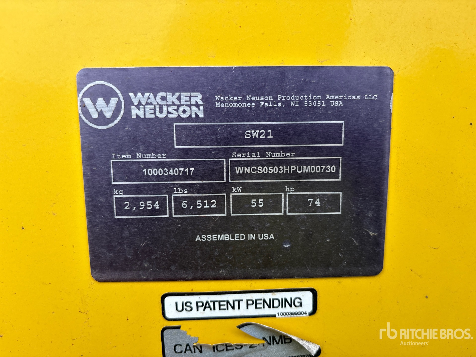 General Appearance with Serial Number / VIN