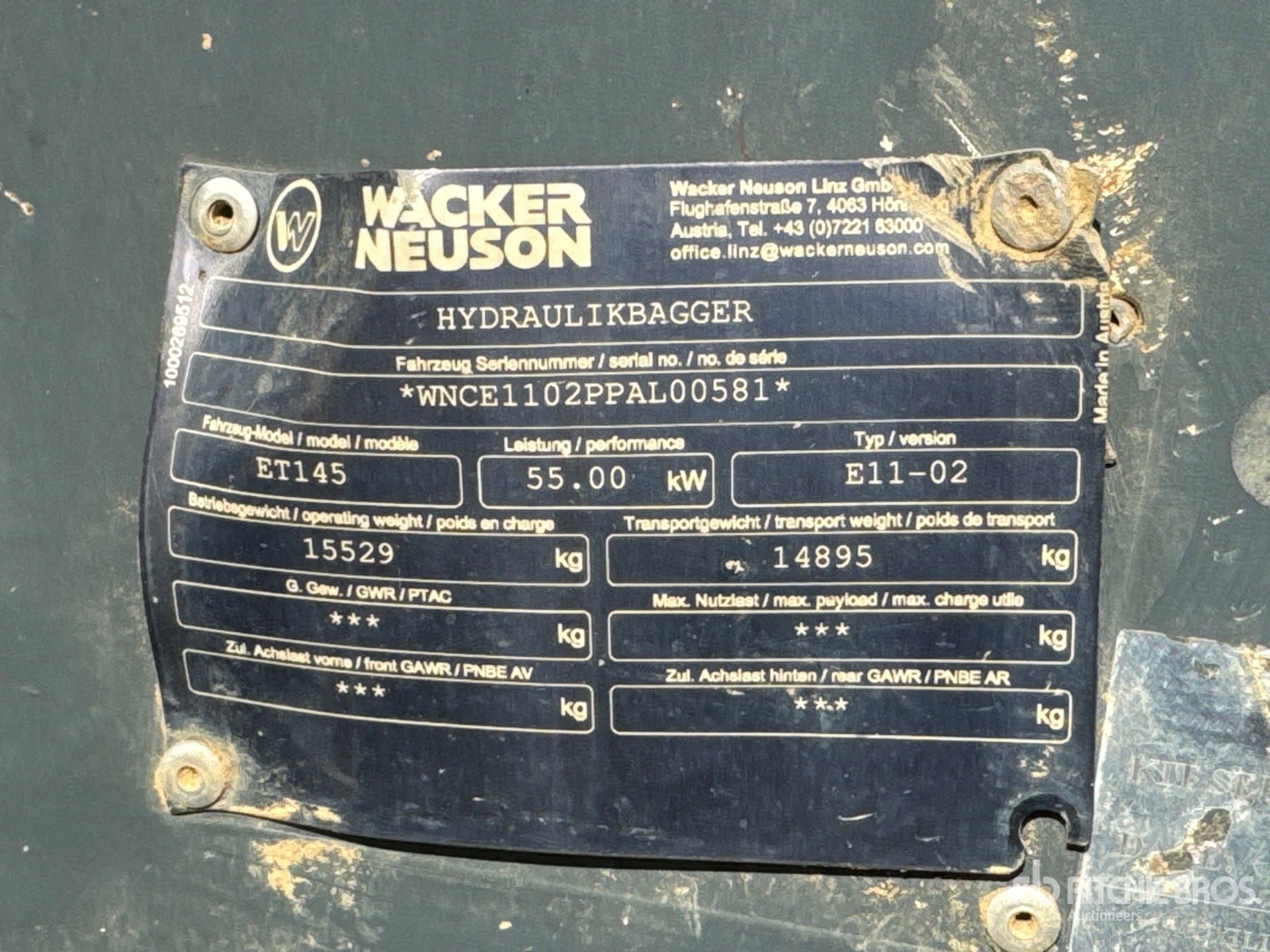 General Appearance with Serial Number / VIN