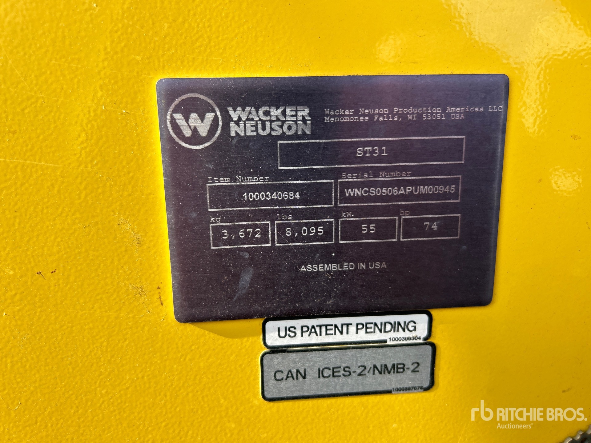 General Appearance with Serial Number / VIN