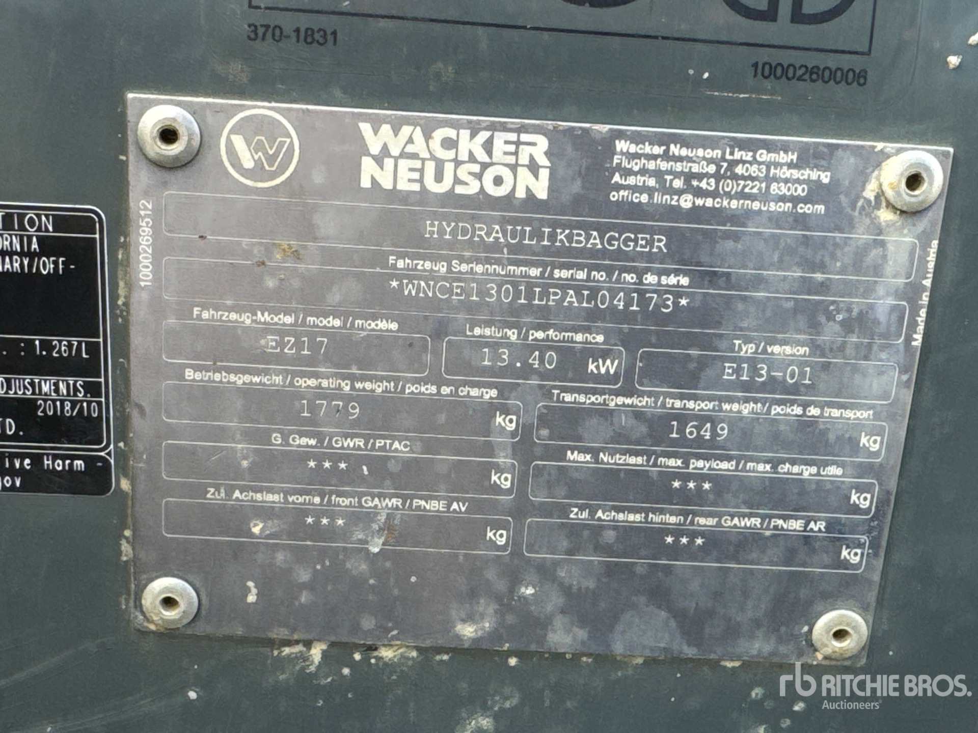 General Appearance with Numéro de série/Numéro d'identification du véhicule automobile