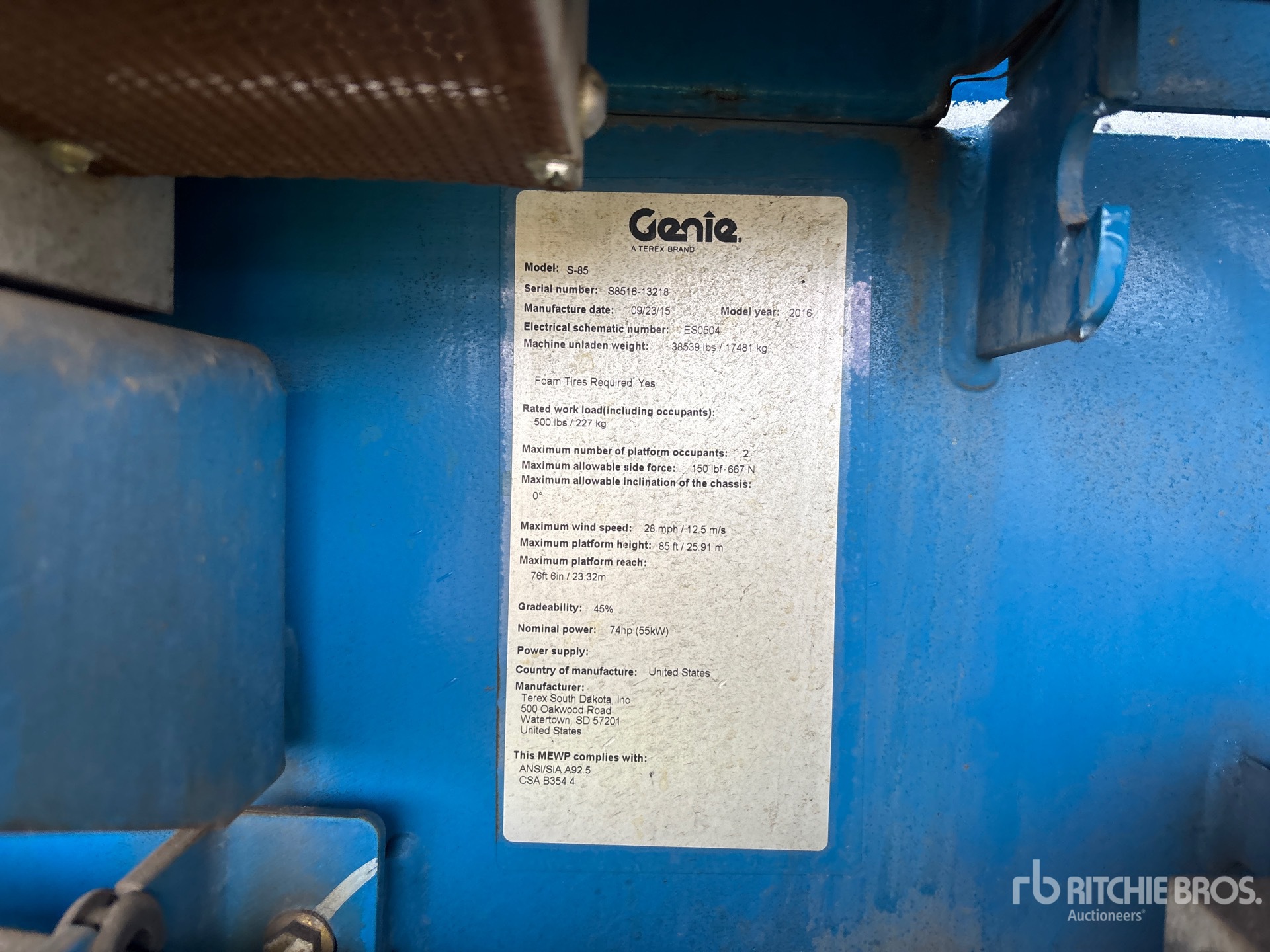 General Appearance with Serial Number / VIN