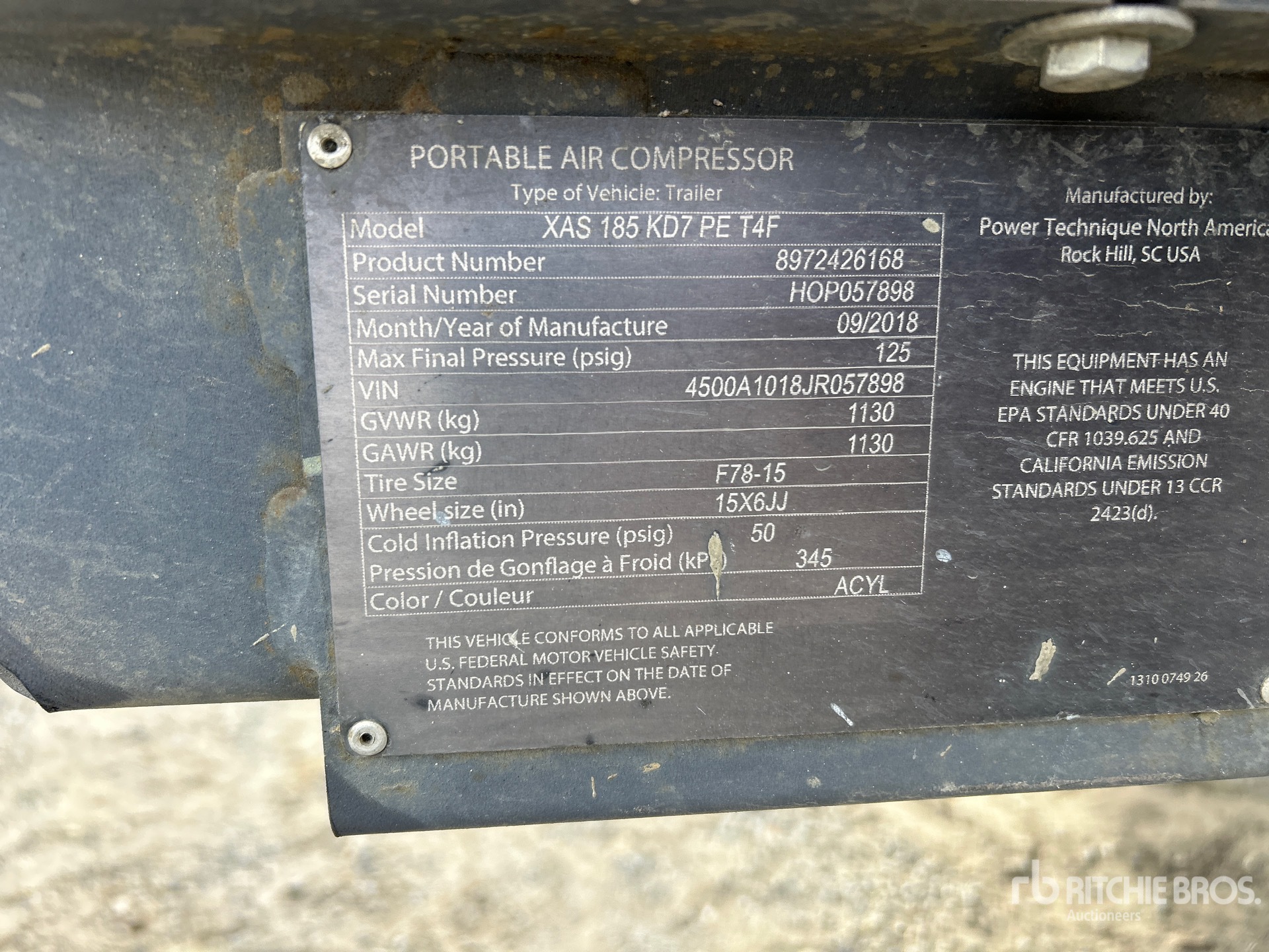 General Appearance with Serial Number / VIN