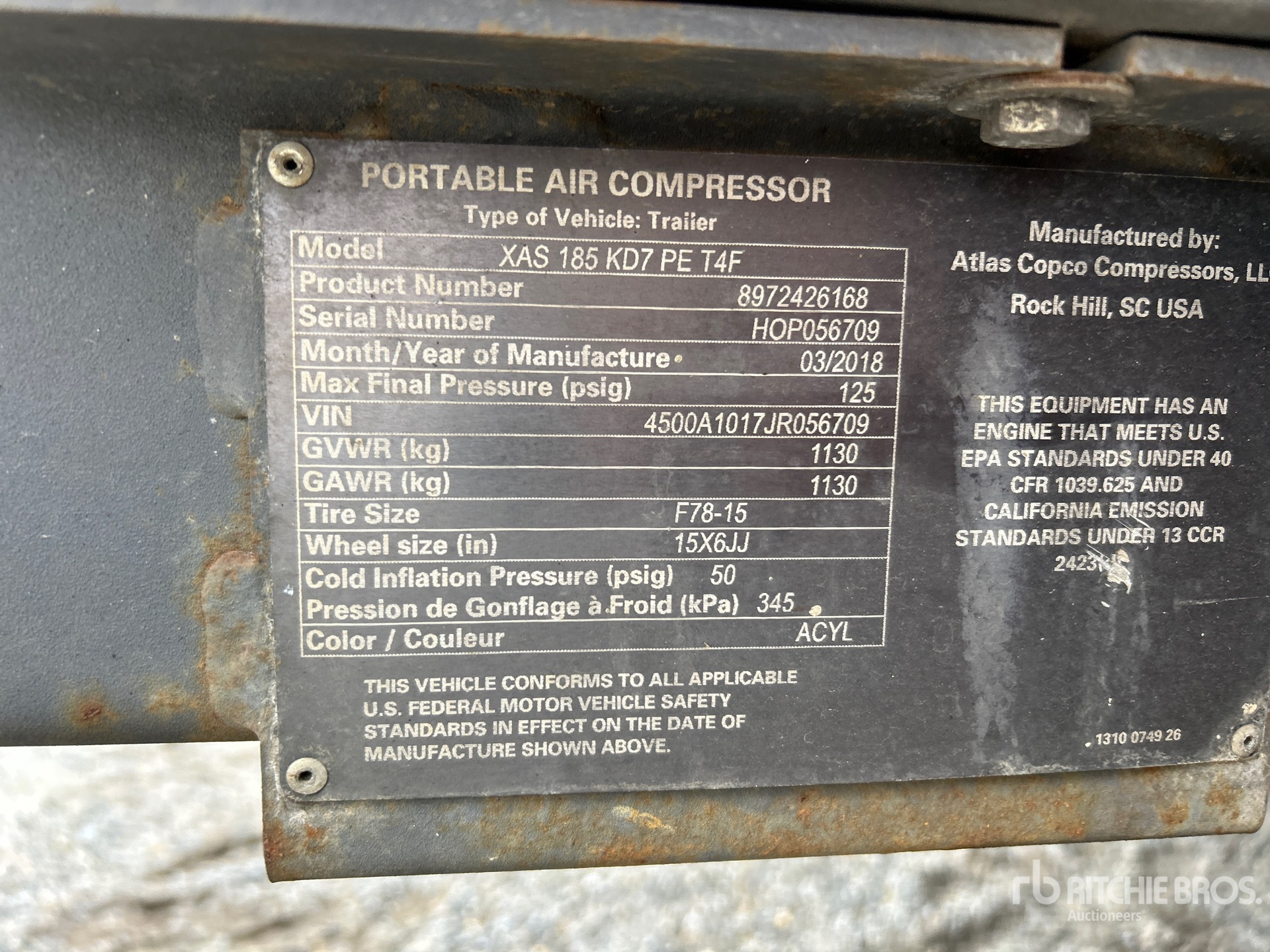 General Appearance with Serial Number / VIN