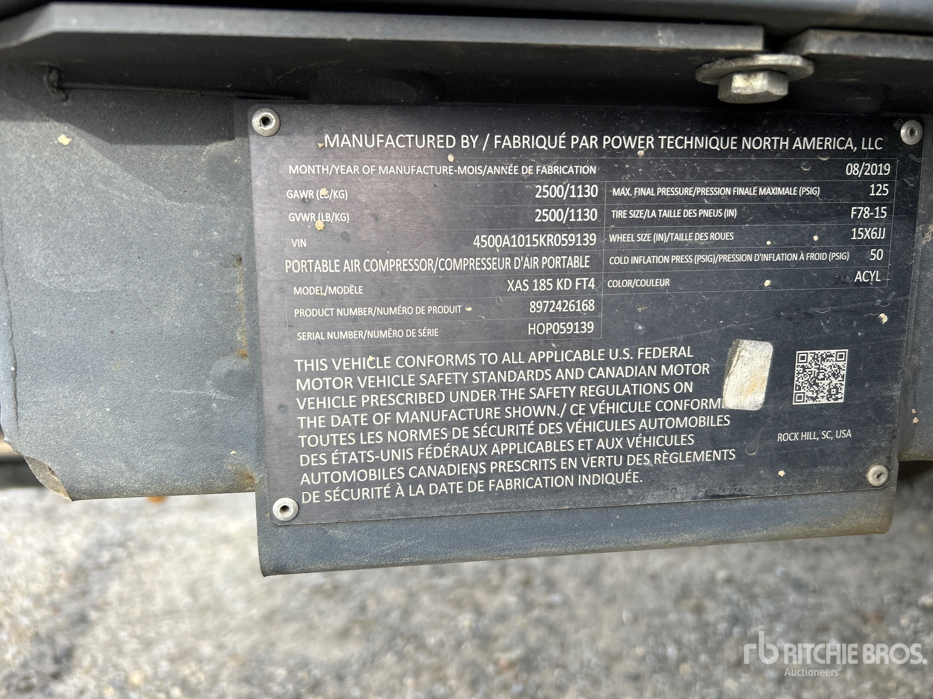 General Appearance with Serial Number / VIN