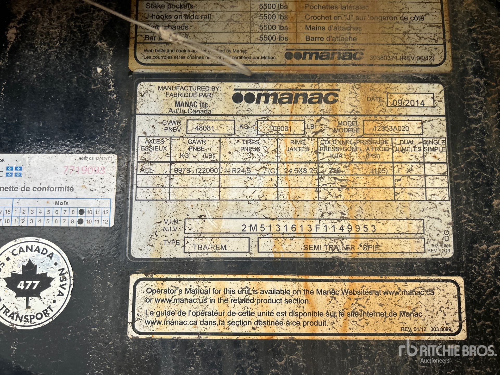 General Appearance with N.º de serie/VIN