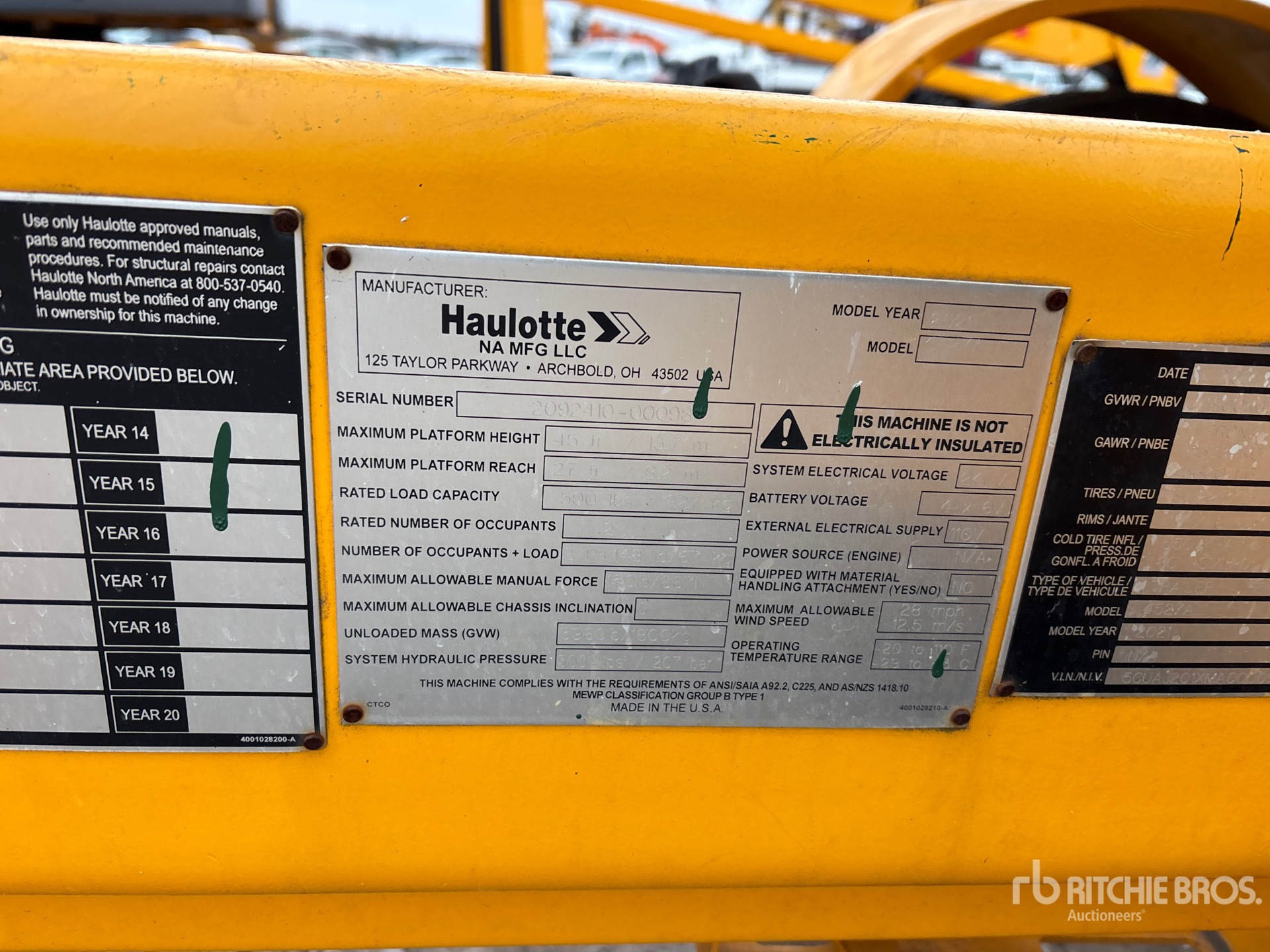 General Appearance with Serial Number / VIN