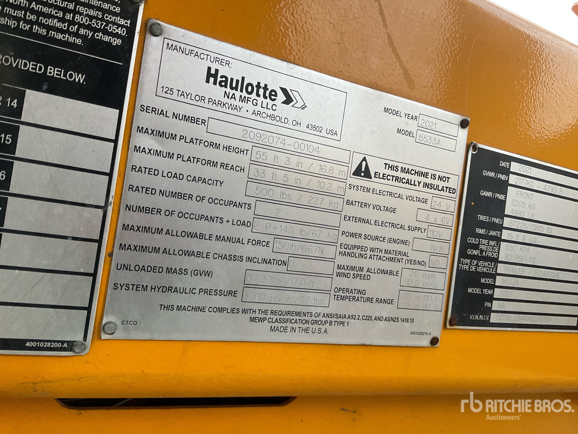 General Appearance with Serial Number / VIN