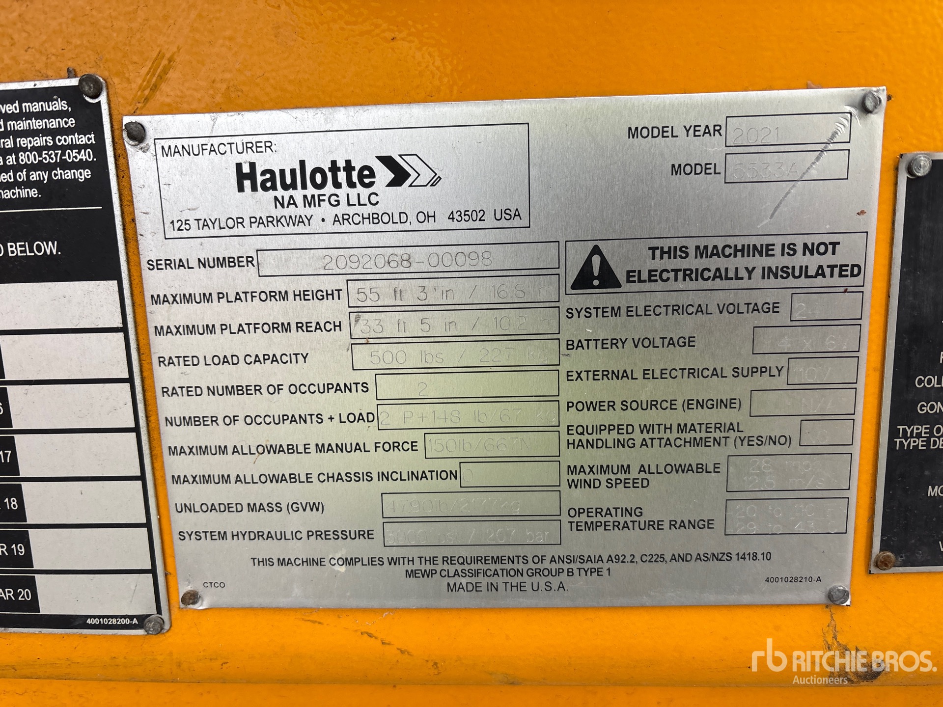 General Appearance with Serial Number / VIN
