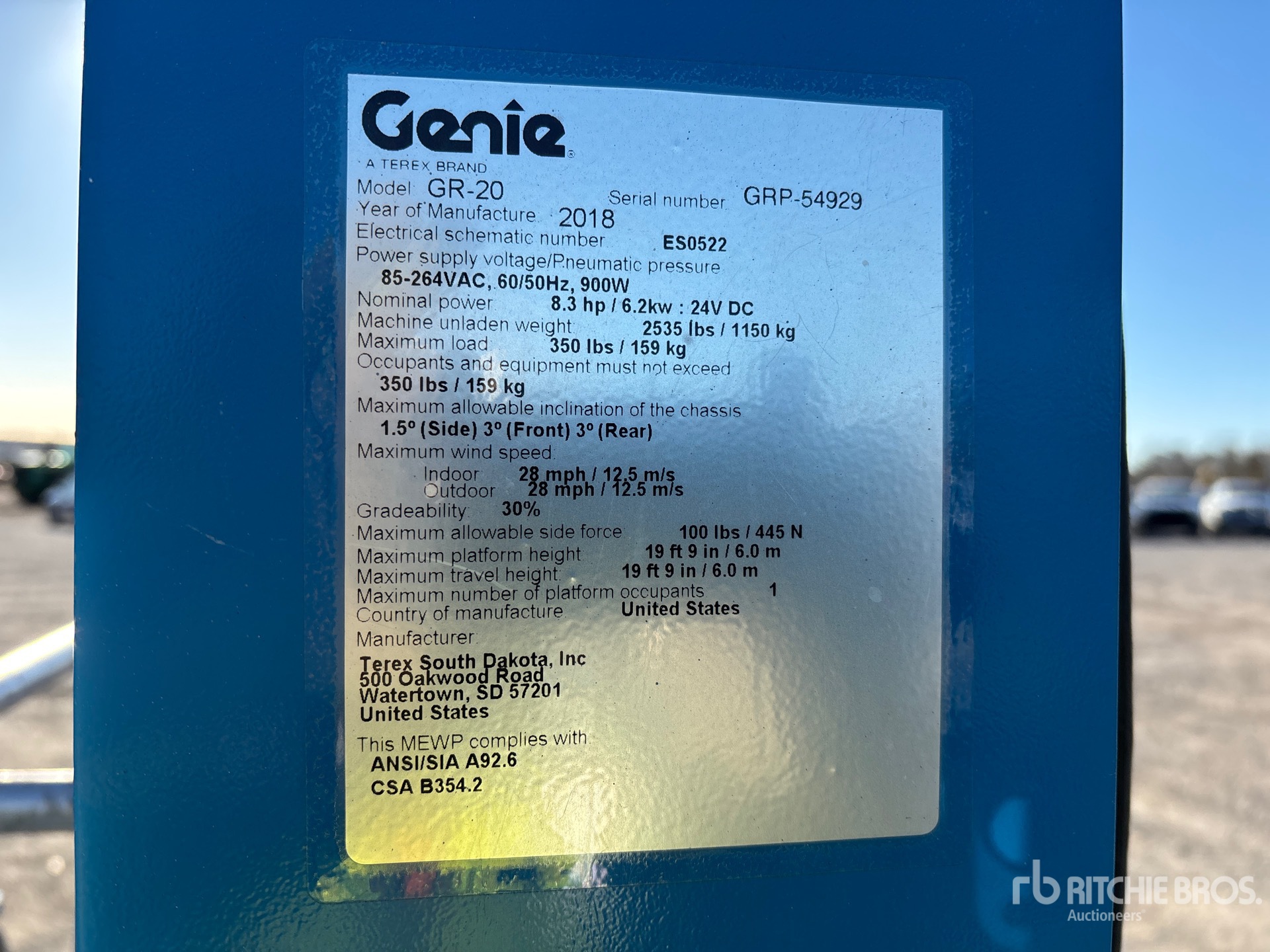 General Appearance with Serial Number / VIN