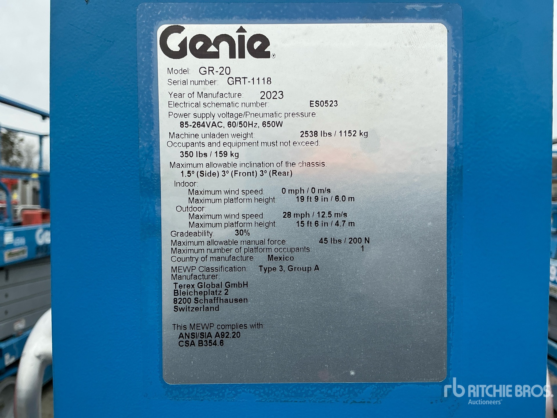 General Appearance with Serial Number / VIN