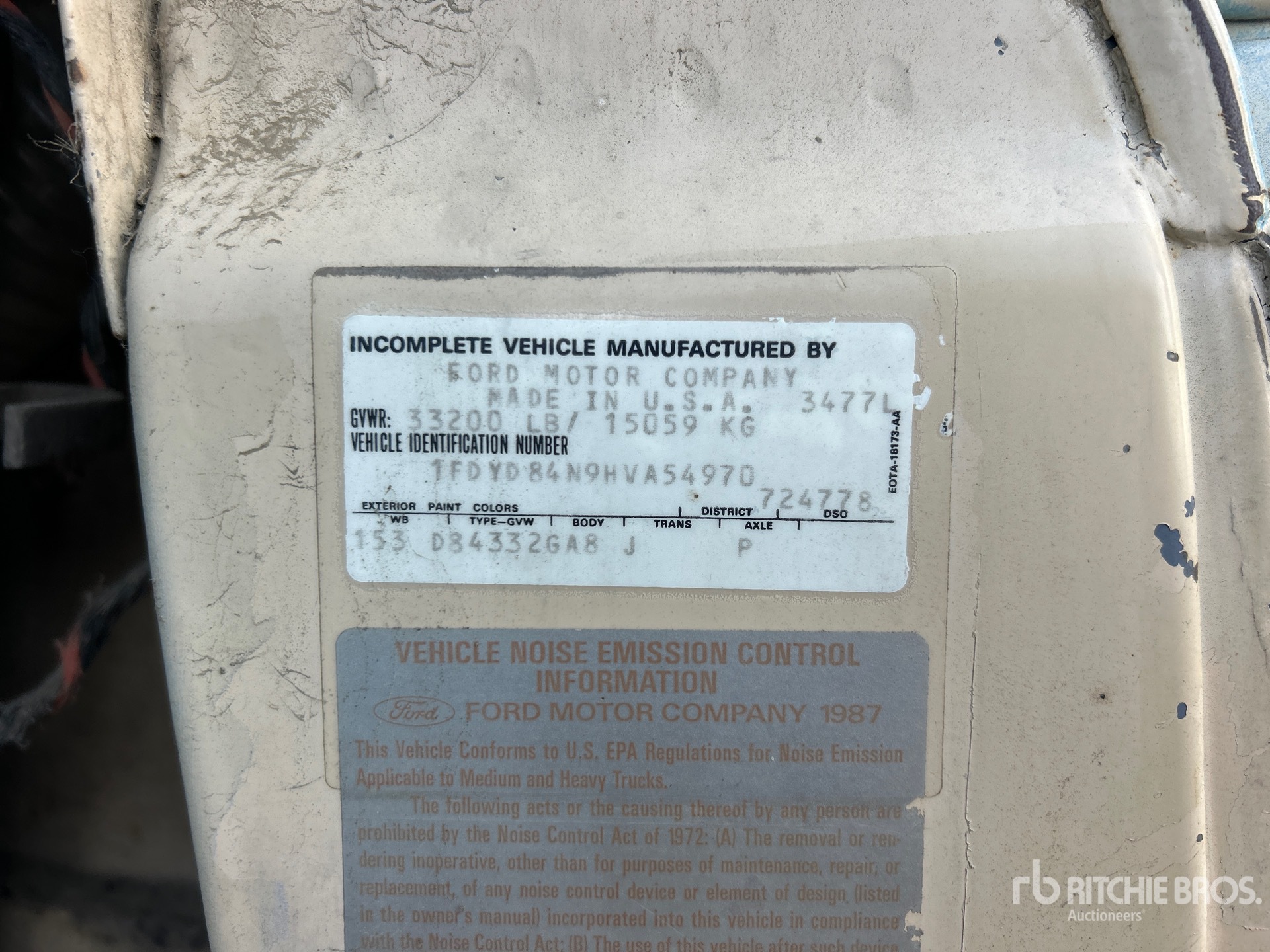 General Appearance with N.º de serie/VIN