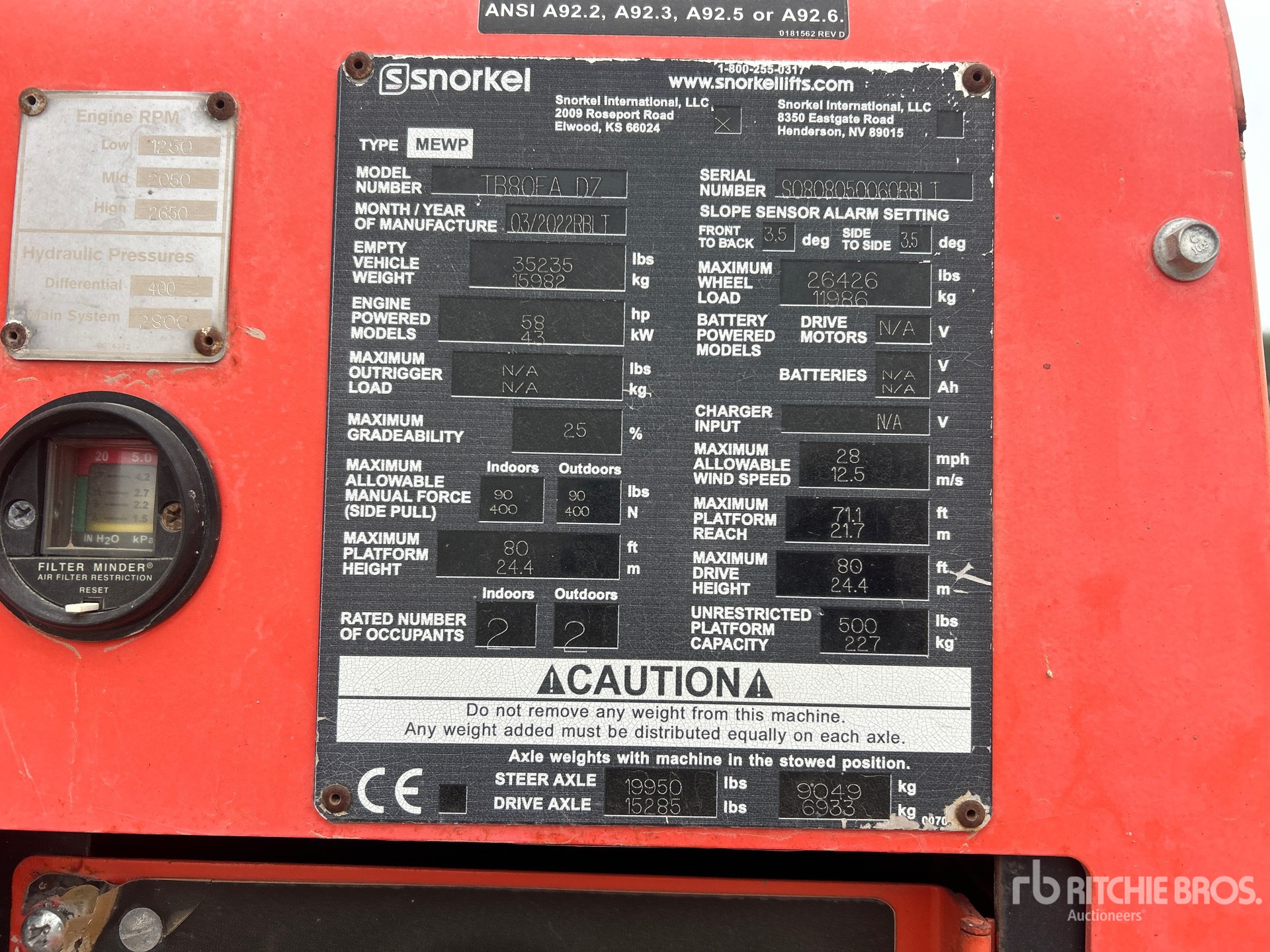 General Appearance with Serial Number / VIN