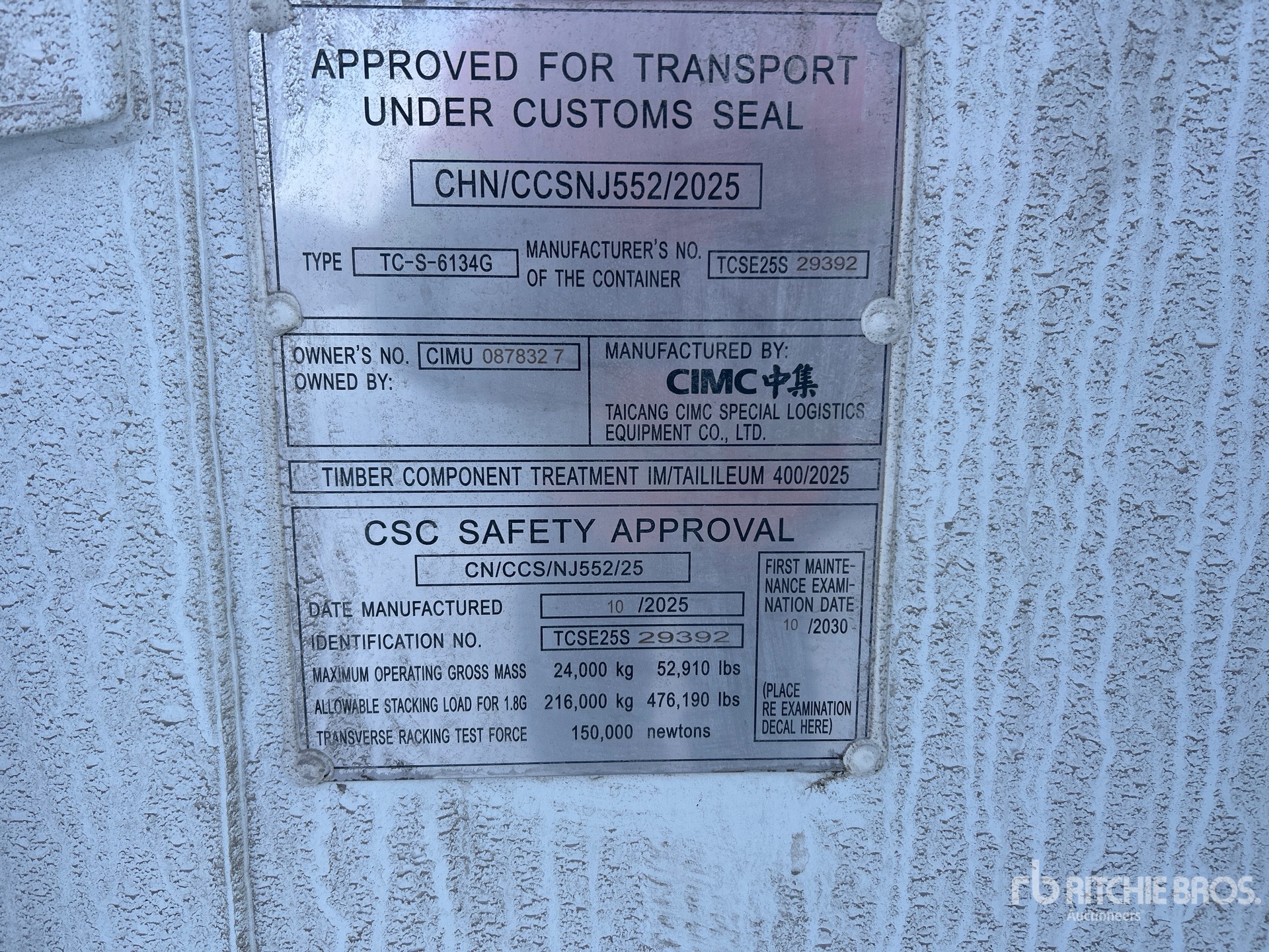 General Appearance with Serial Number / VIN