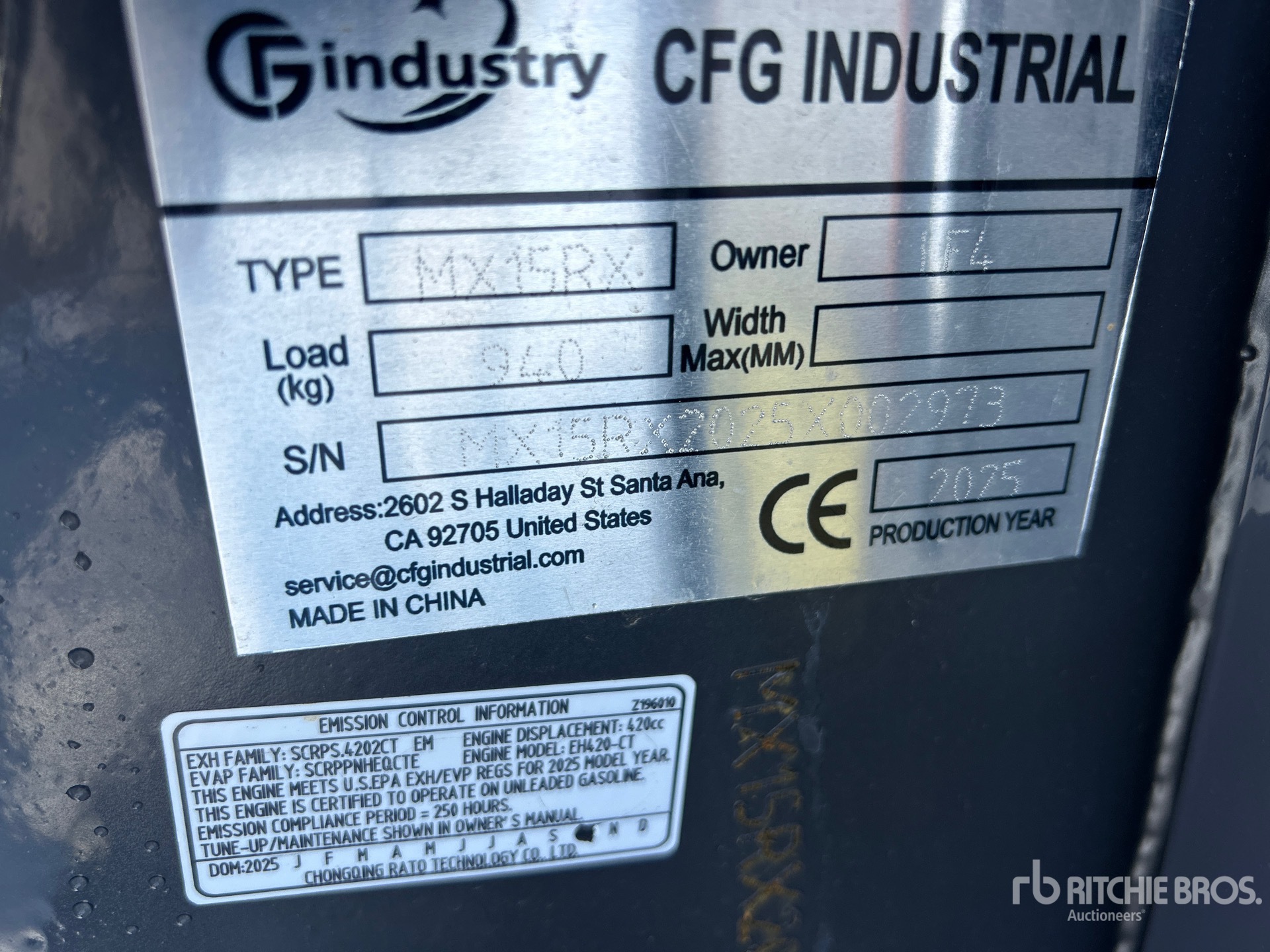 General Appearance with Serial Number / VIN