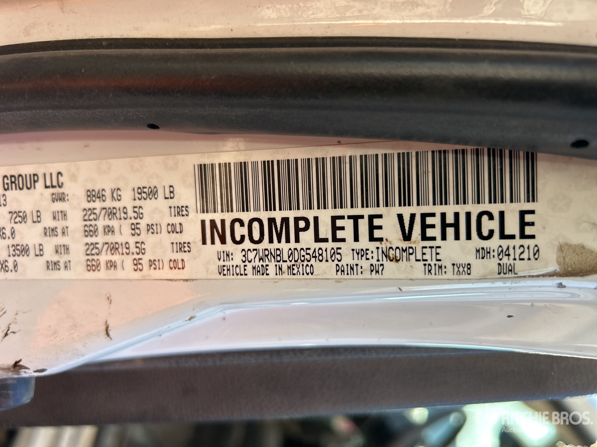 General Appearance with Serial Number / VIN