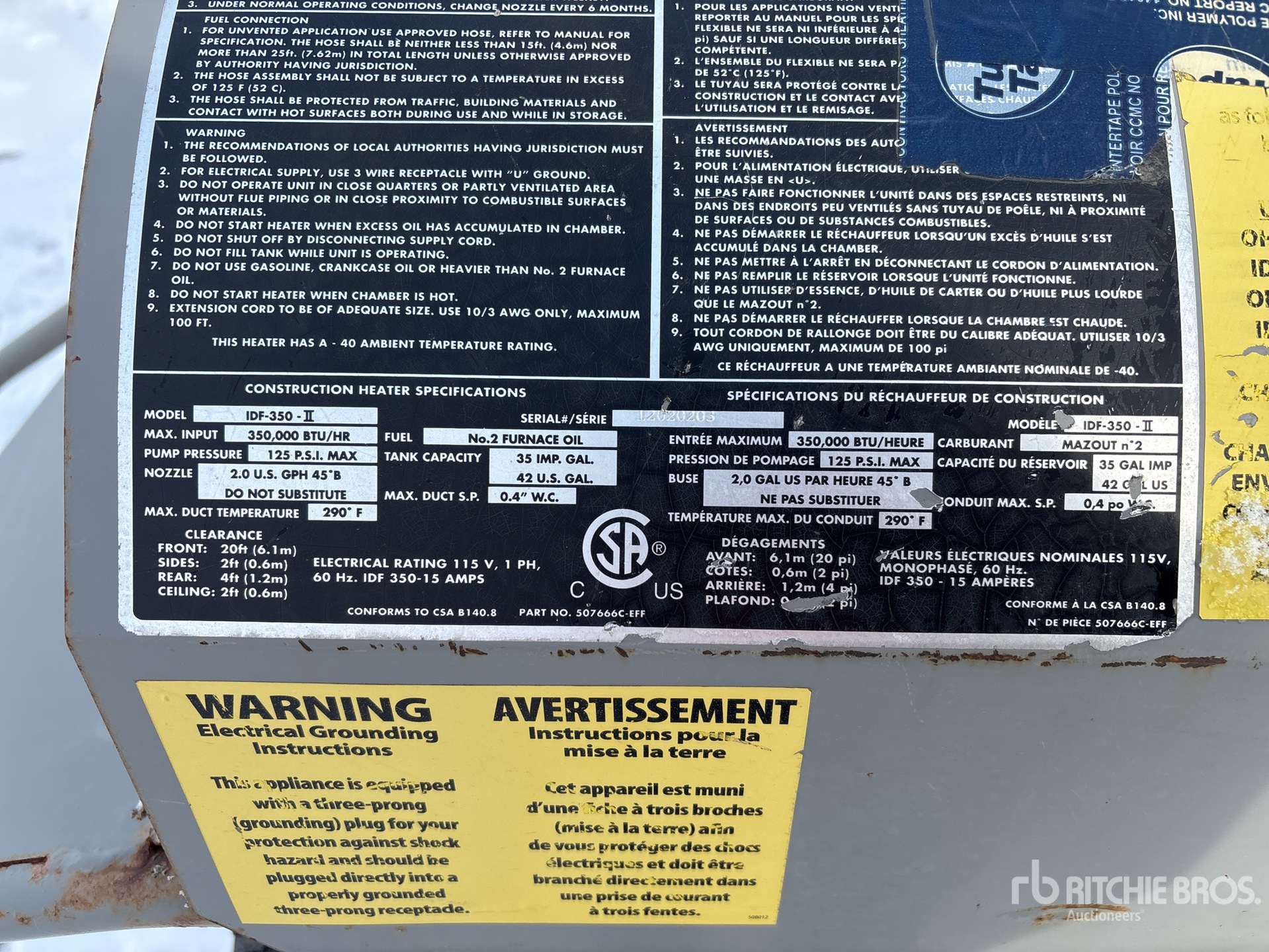 General Appearance with Serial Number / VIN