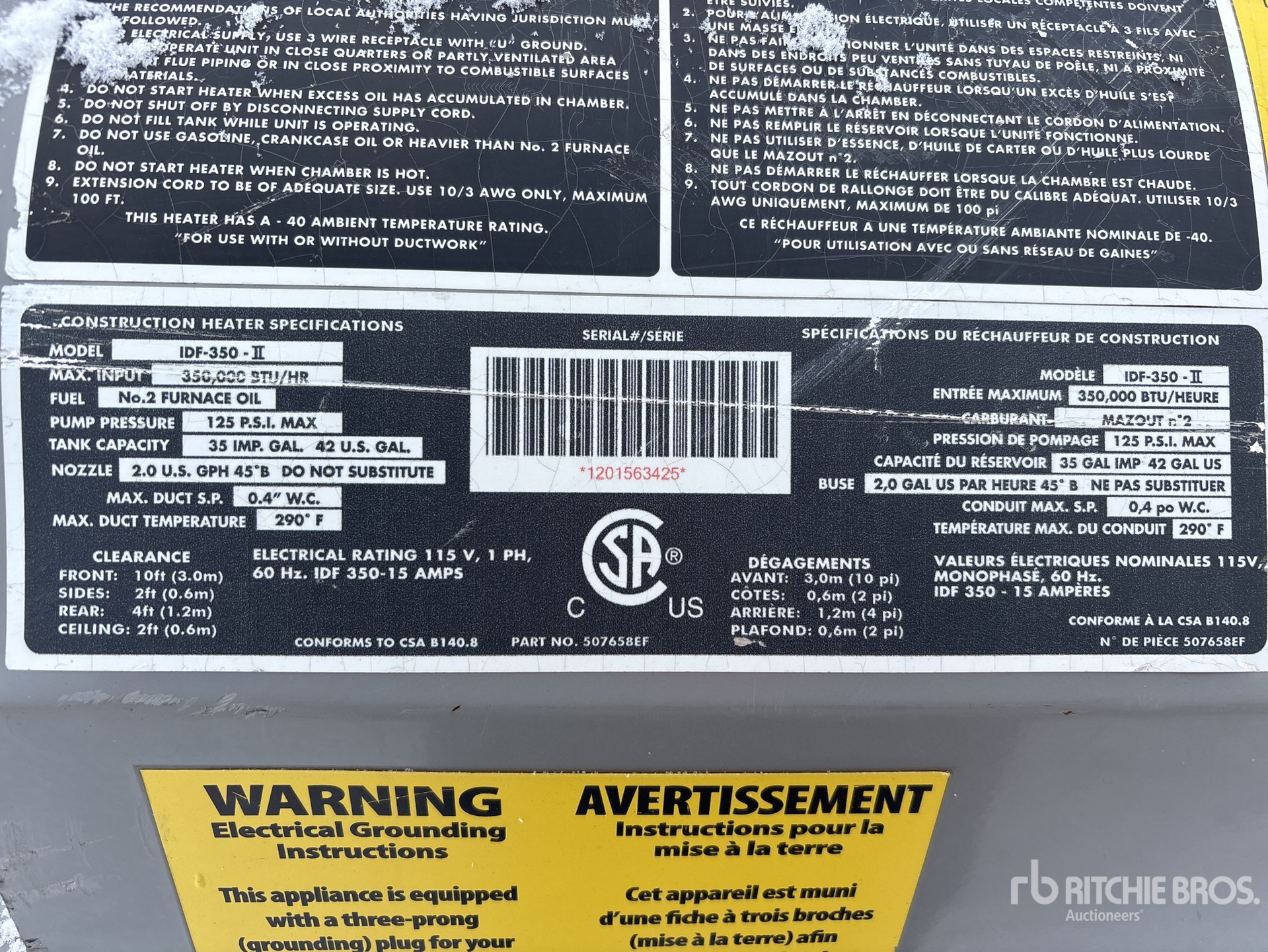 General Appearance with Serial Number / VIN