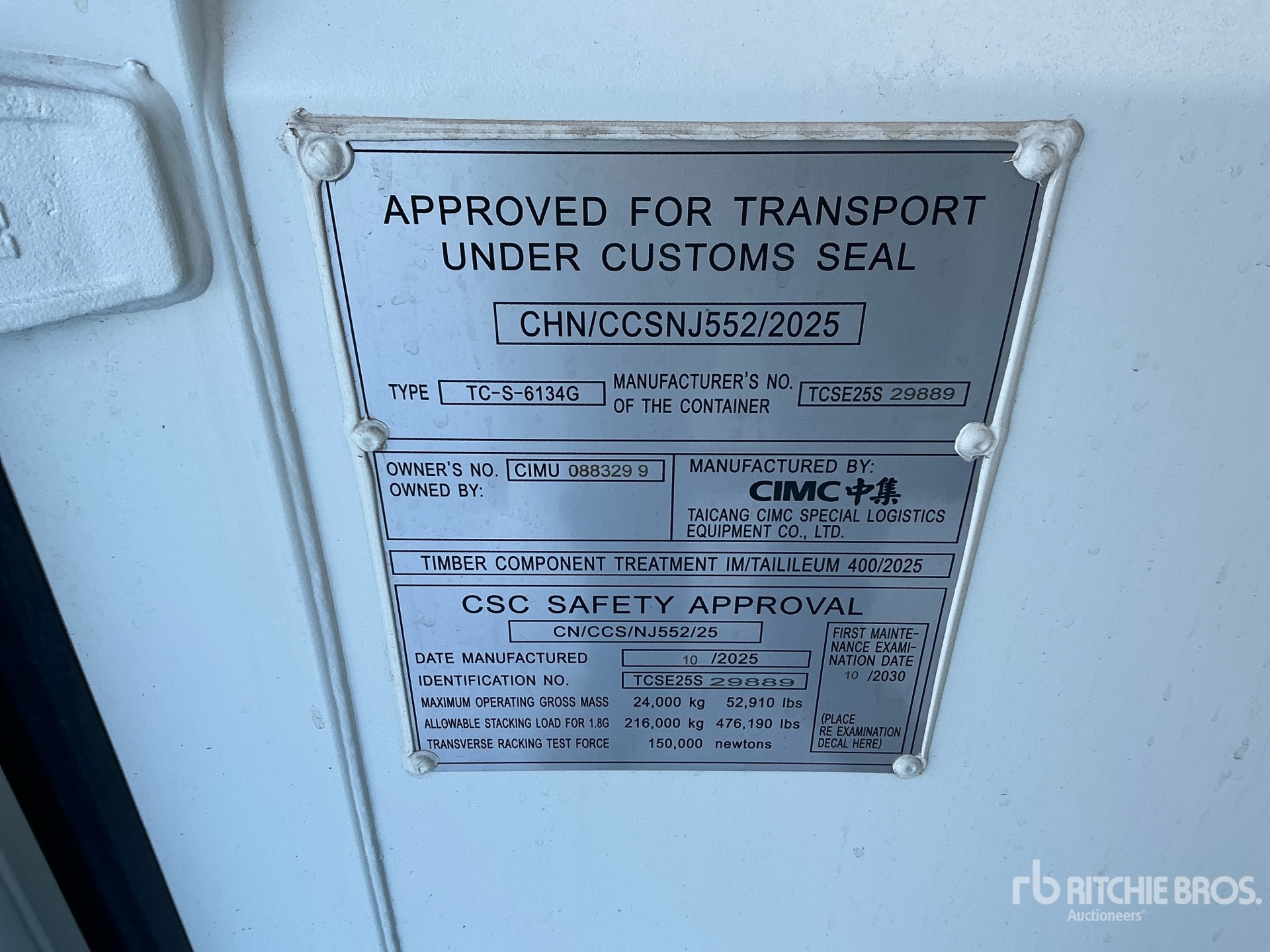 General Appearance with Serial Number / VIN